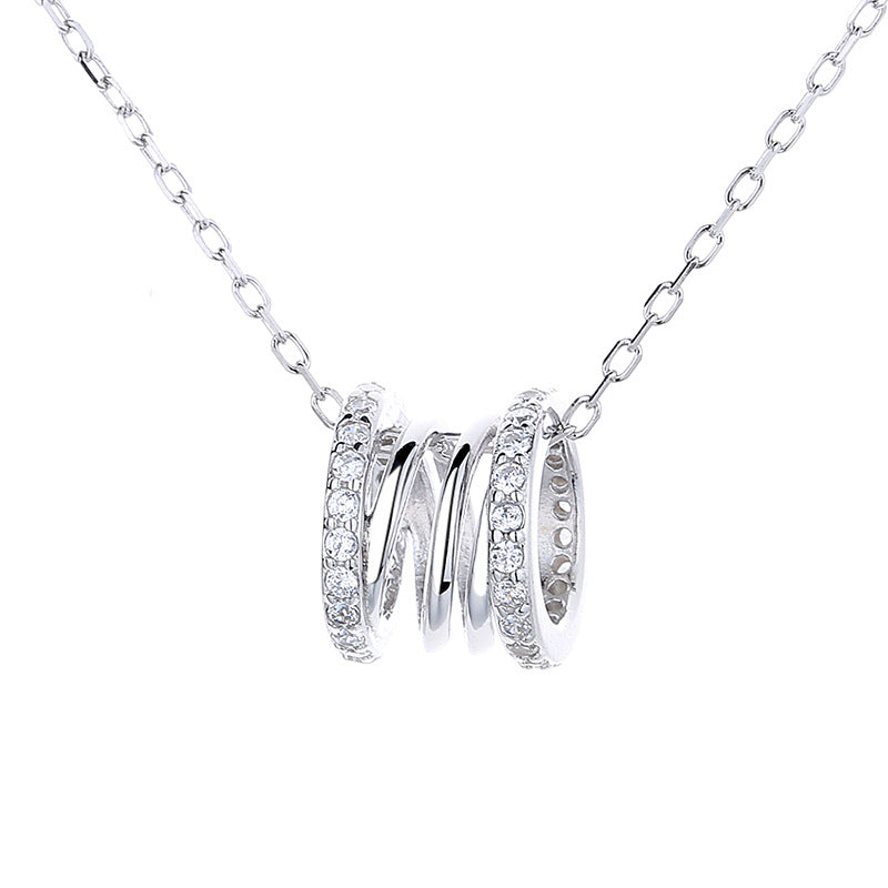 Women's Small Spring Shapped Necklaces S925 Sterling Silver Glitter Pendant Jewelry