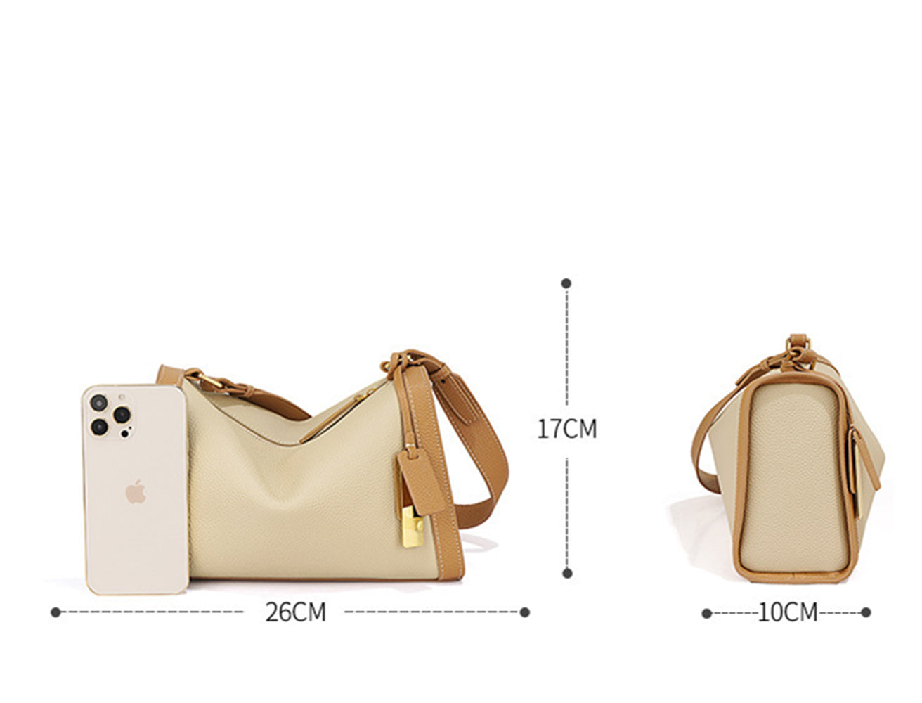 Nine Seven Women's Handmade Genuine Leather Small Shoulder Bag Zip Up Crossbody Handbag