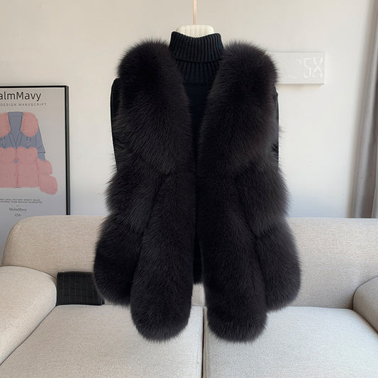 Nine Seven Women's Fox Fur Winter Vest Sleeveless Coat Customization
