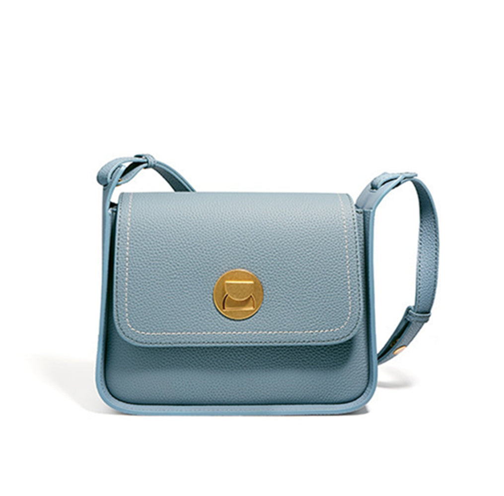 Nine Seven Women's Genuine Leather Handmade Shoulder Bags Solid Color Yellow Blue Bag