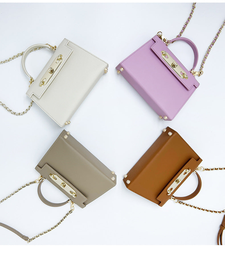 Nine Seven Handbag Genuine Leather Handmade Tote for Women Solid Color Small Shoulder Crossbody Bags