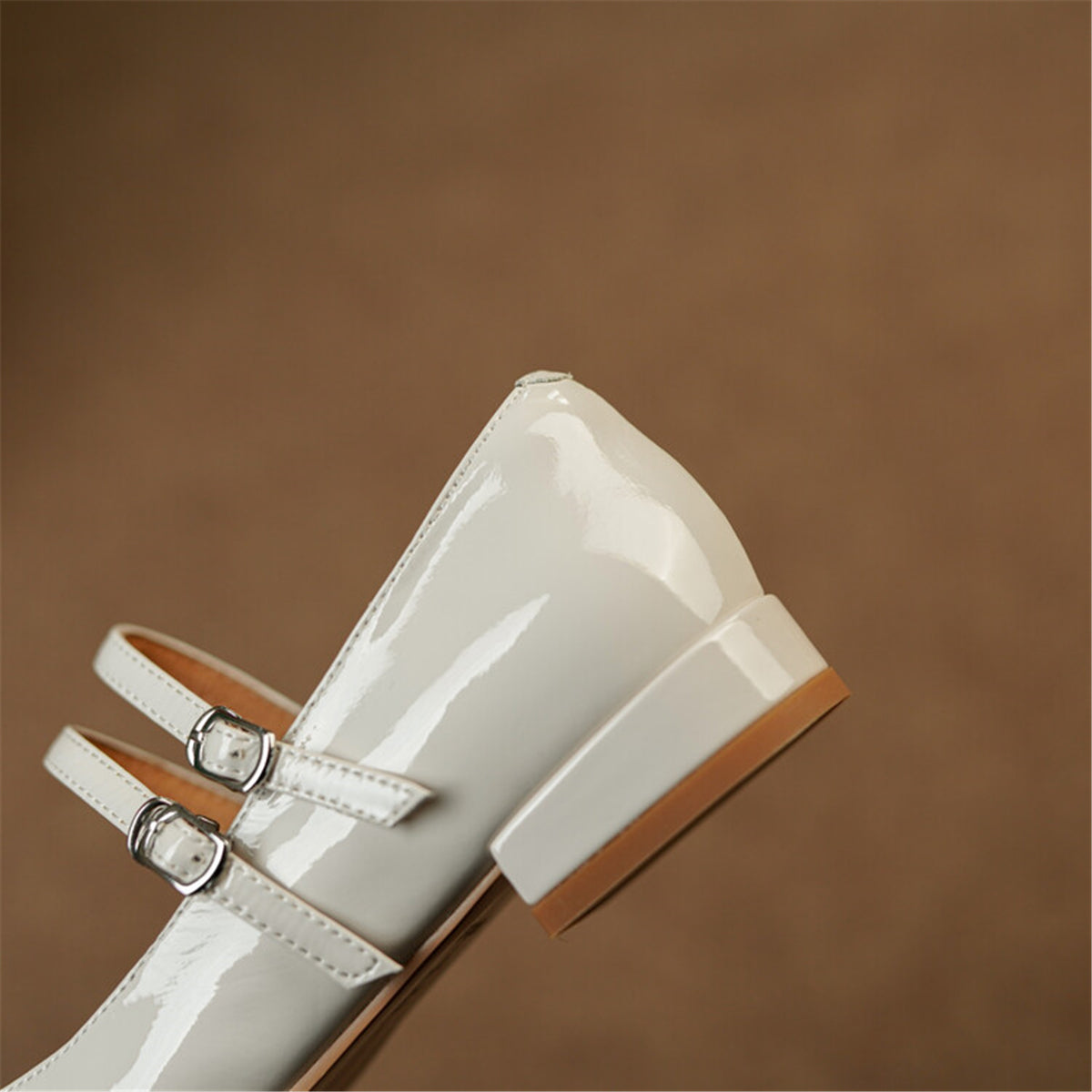 Nine Seven Handmade Women's Square Toe Patent Leather Handmade Buckles Casual Flat Mary Jane Shoes