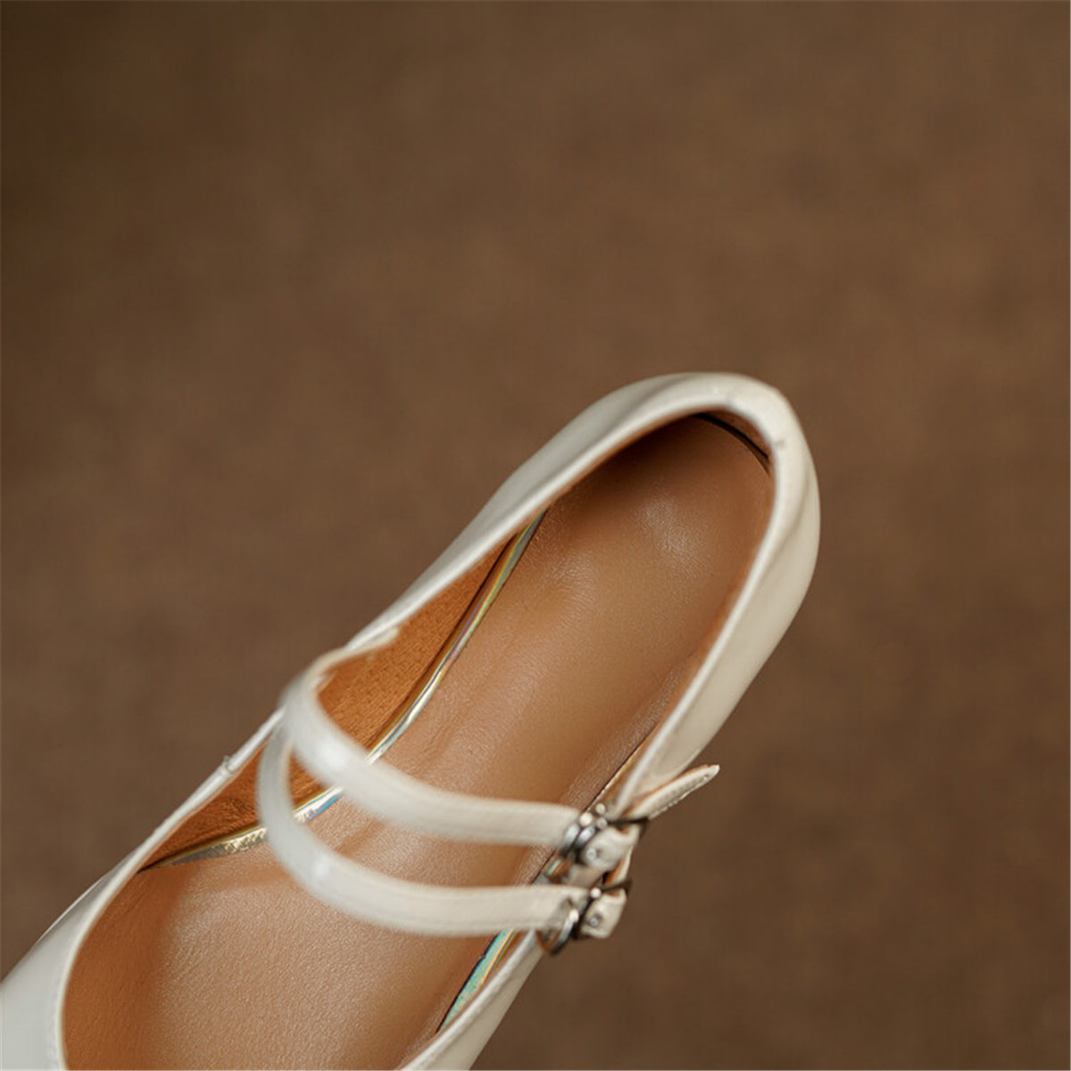 Nine Seven Handmade Women's Square Toe Patent Leather Handmade Buckles Casual Flat Mary Jane Shoes