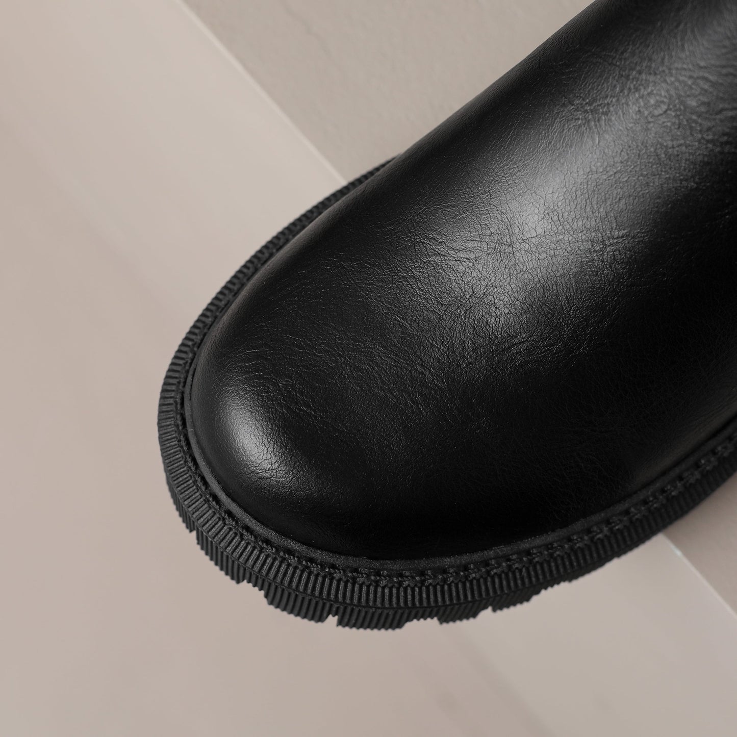 Nine Seven Handmade Women's Genuine Leather Pull On Round Toe Low Block Heel Platform Boots