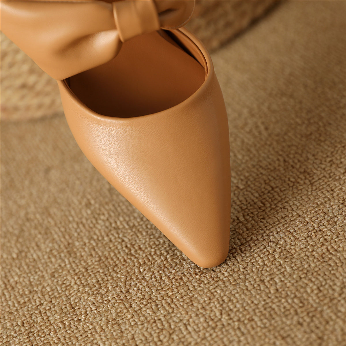 Nine Seven Women's Handmade Bowknot Slip On Pointed Toe Mid Heel Weeding Sandal Shoes