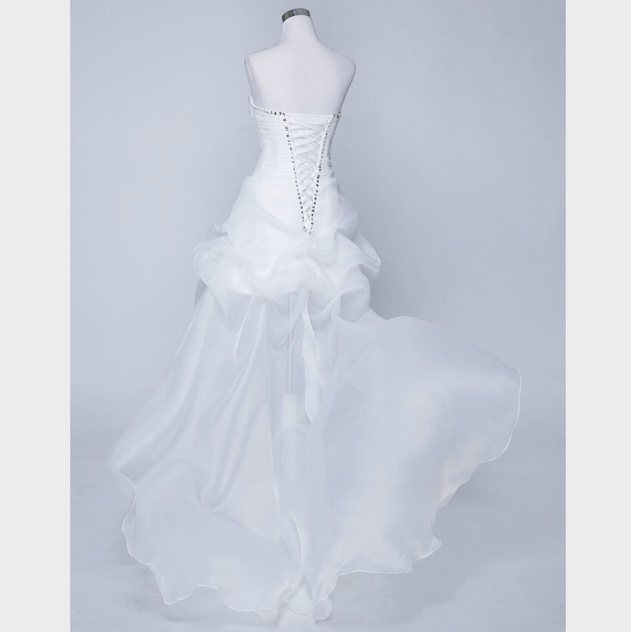 Nine Seven Strapless Asymmetric Train Sequins Sleeveless Wedding Dress