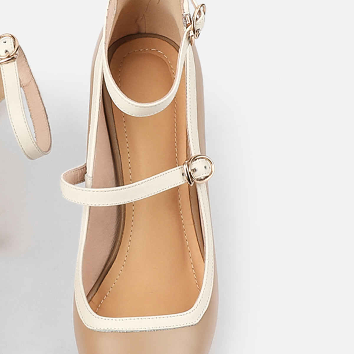 Nine Seven Women's Pointed Toe Genuine Leather Handmade Buckles Stiletto Mid Heel Retro Pumps Shoes