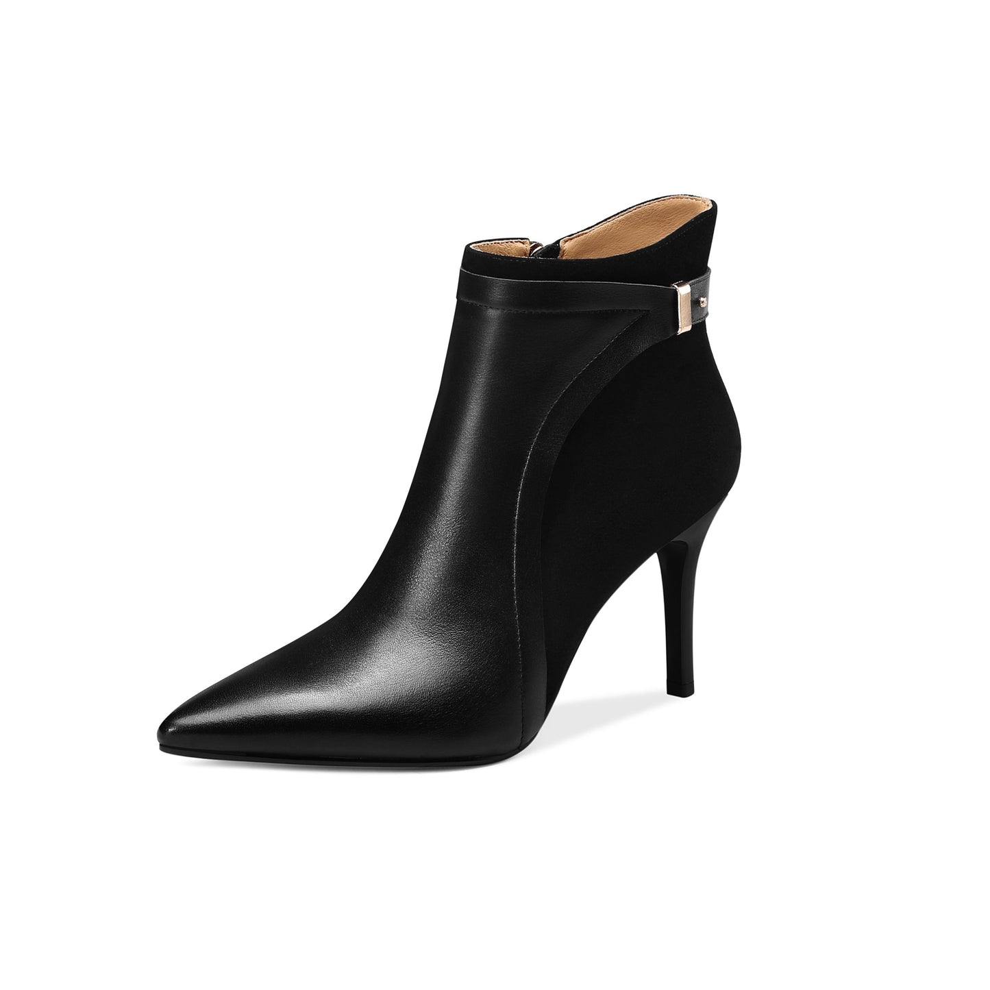 Nine Seven Women's Genuine Leather Pointed Toe Side Zip Handmade Sexy Stiletto High Heel Ankle Boots