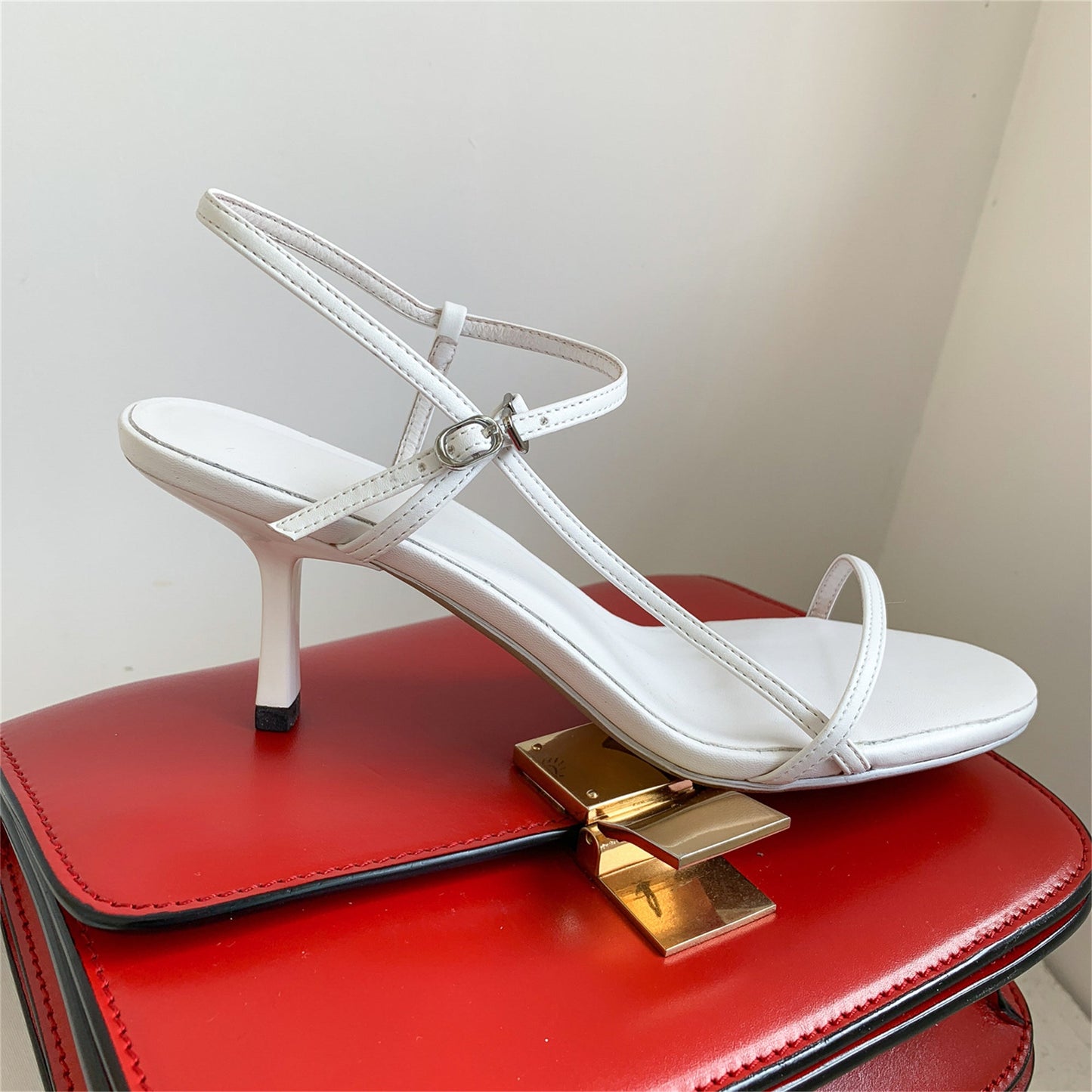 Nine Seven Women's Genuine Leather Handmade Thin Strap Adjustable Buckle Sexy Stiletto Heel Sandals