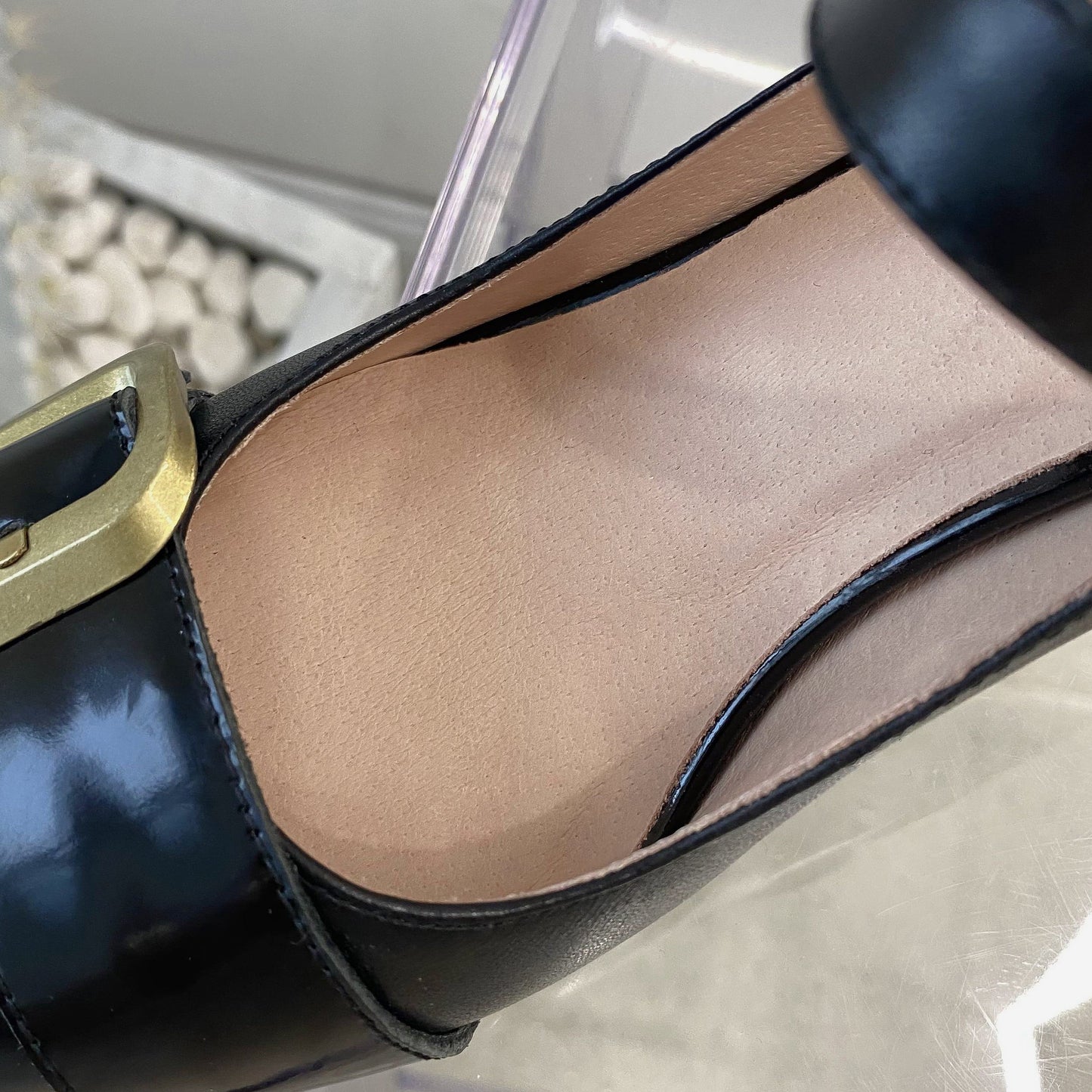 Nine Seven Genuine Leather Women's Handmade Littele Square Toe Buckle Mid Chunky Heel Classic Mary Jane Pump Shoes