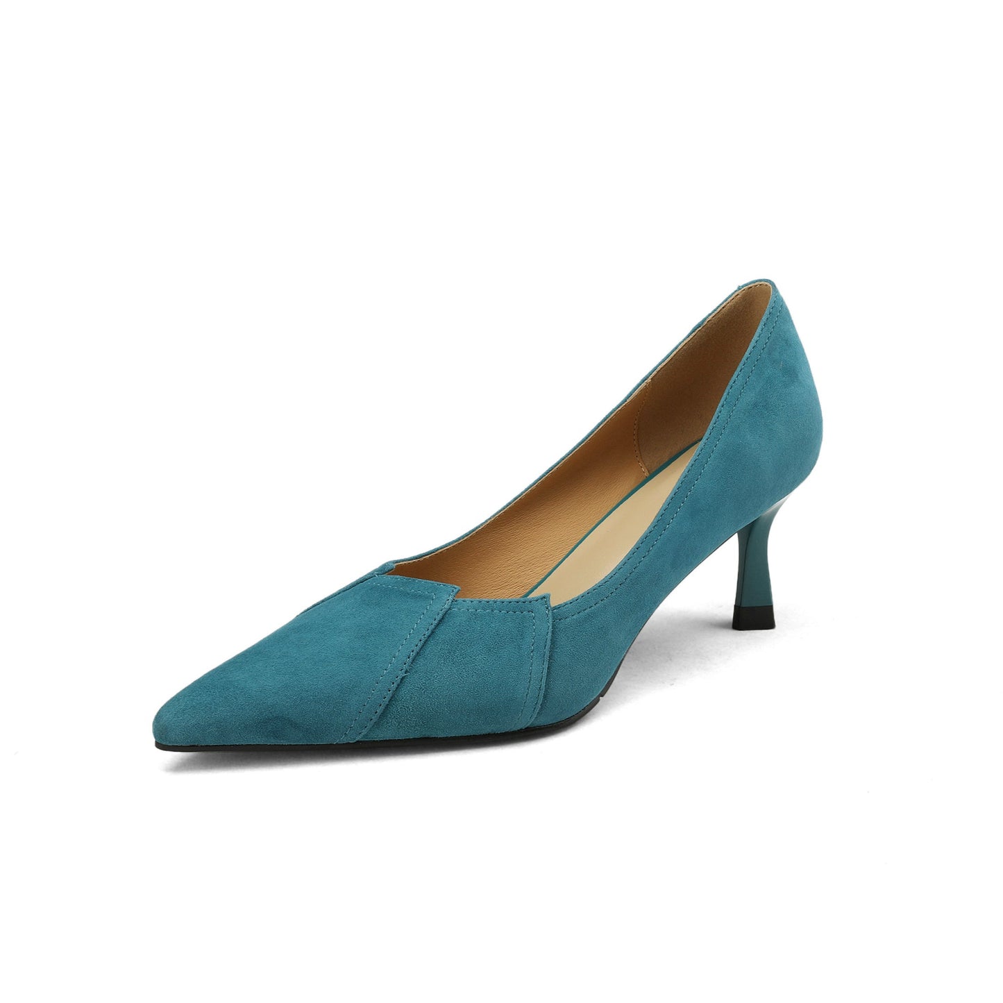 Nine Seven Suede Leather Stiletto Heel Handmade Women's Pointed Toe Slip On Elegant Loafer Pumps