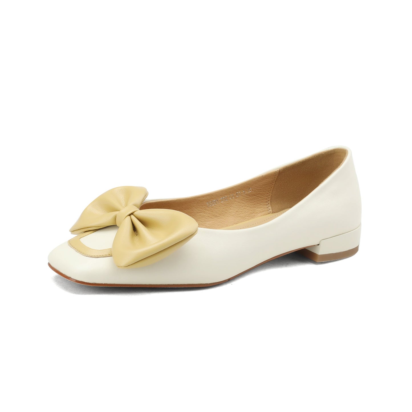 Nine Seven Women's Genuine Leather Square Toe Handmade Bowknot Chunky Heels Casual Flats