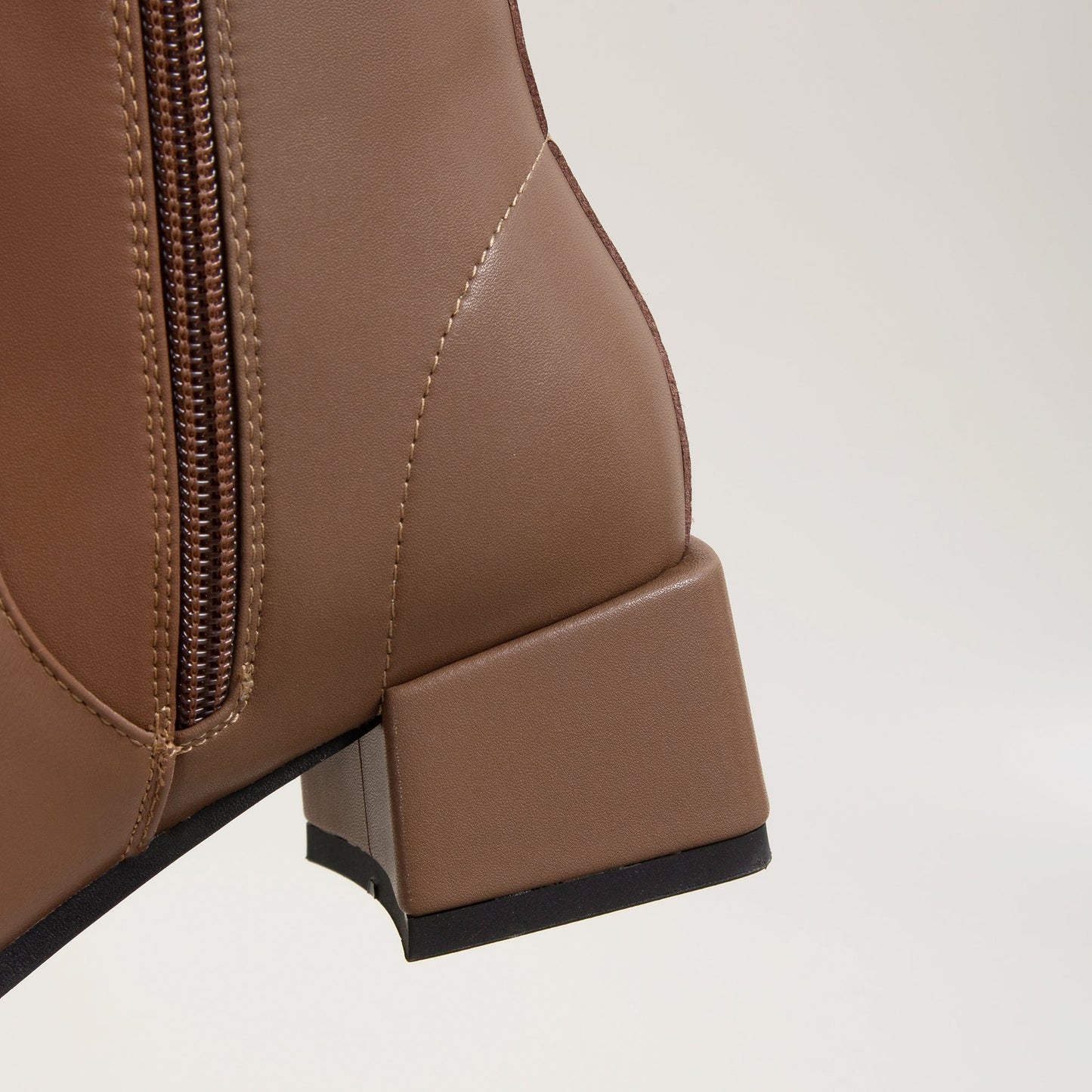 Nine Seven Women's Genuine Leather Handmade Block Heel Side Zip Up Round Toe Knee-High Riding Boots