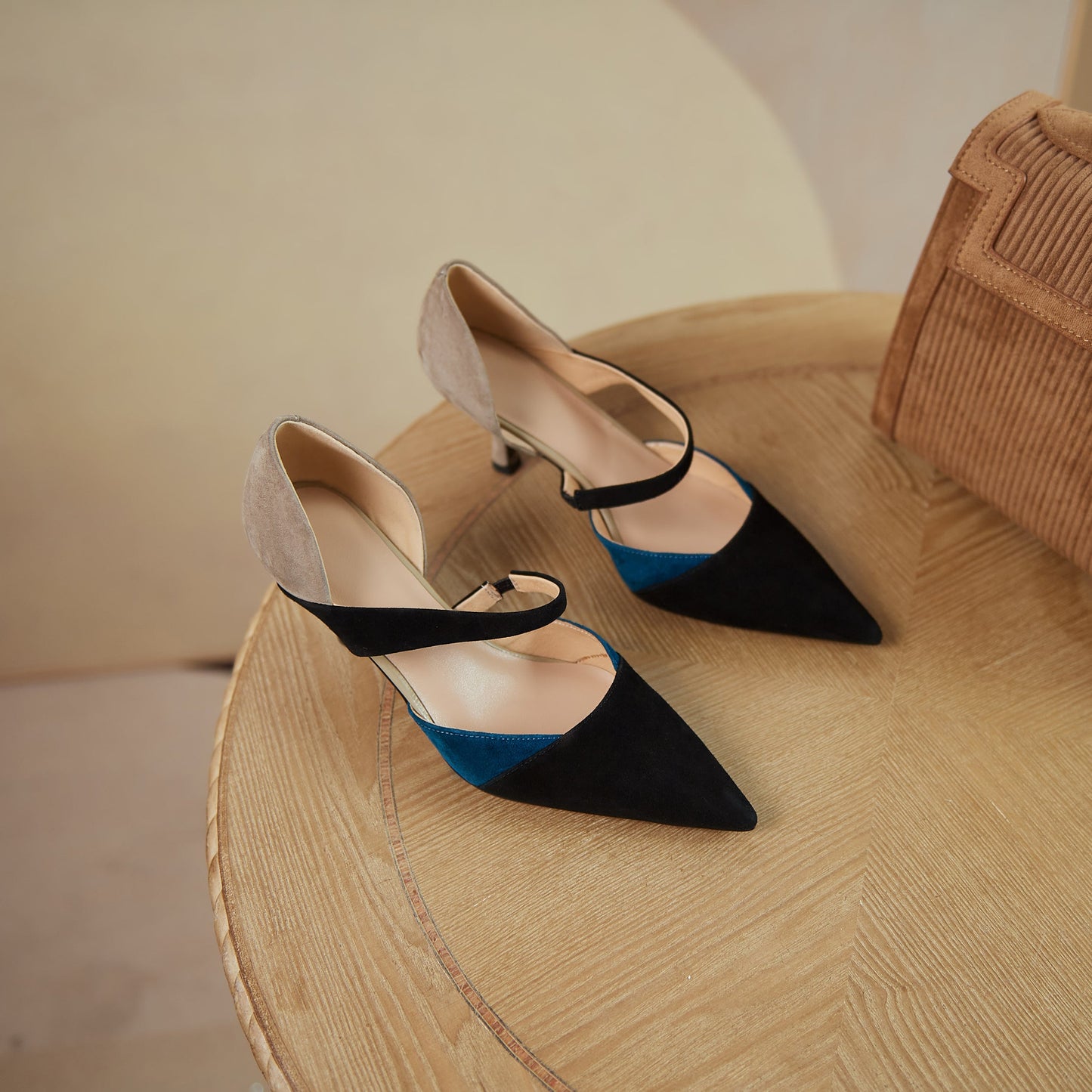 Nine Seven Suede Leather Women's Handmade Assorted Colors Pointed Toe Mid Heel Graceful Summer Dress Pumps