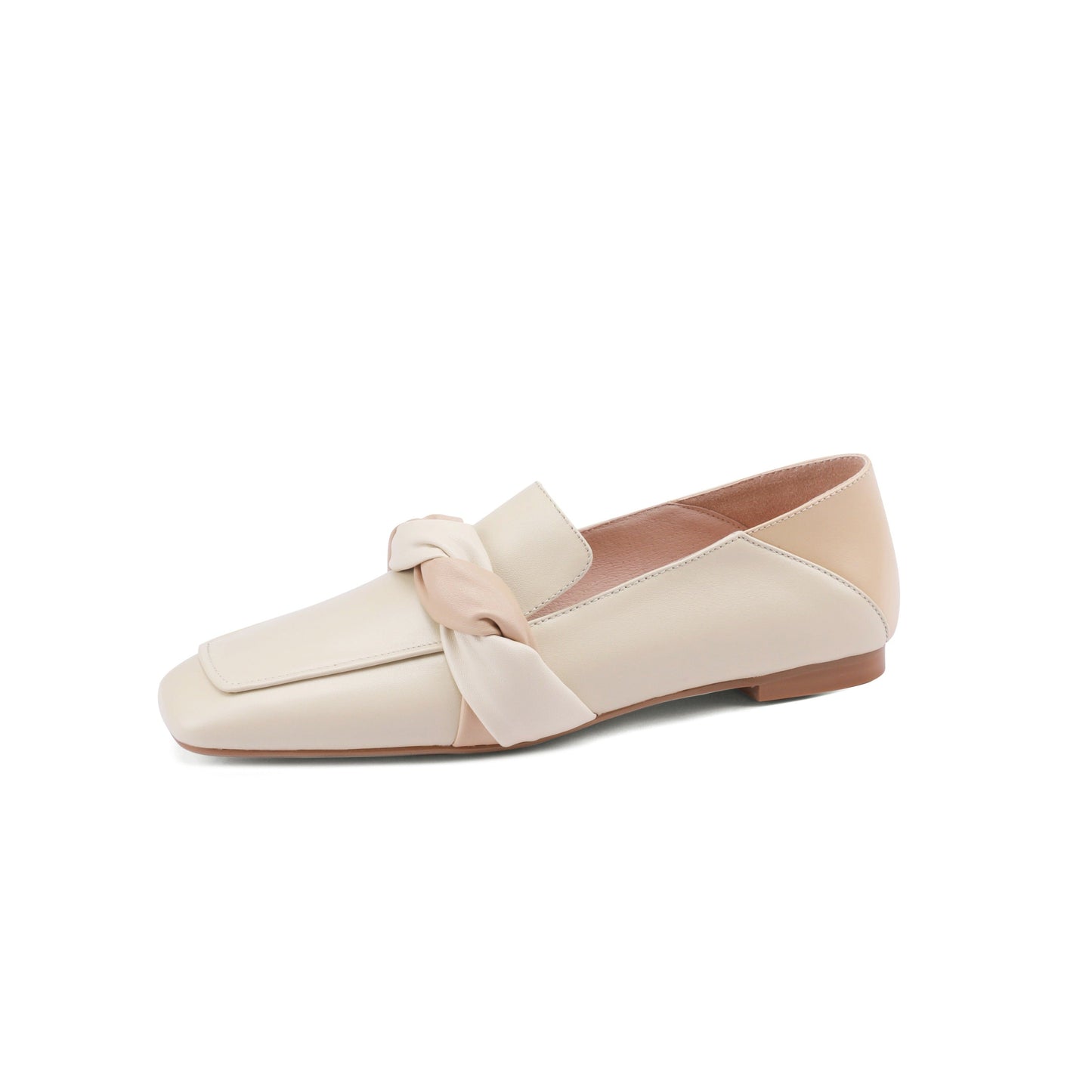 Nine Seven Women's Assorted Colors Genuine Leather Square Toe Handmade Knot Comfot Slip On Flat Shoes