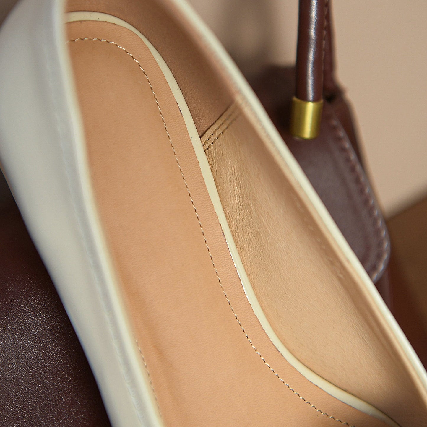 Nine Seven Women's Glossy Patent Leather Handmade Classic Square Toe Block Heel Comfortable Casual Pumps with Chain Decor