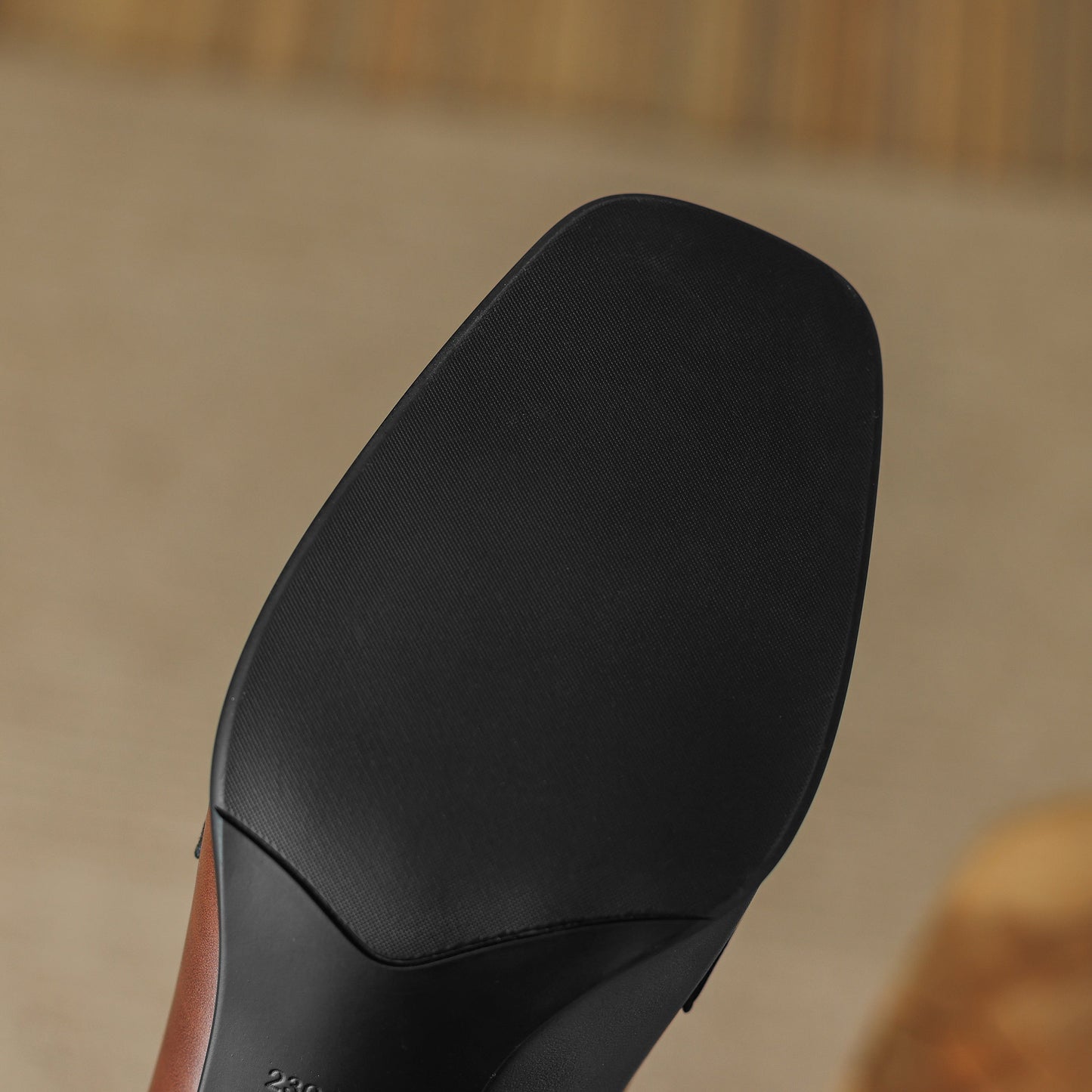 Nine Seven Women's Square Toe Handmade Genuine Leather Mid Chunky Heels Slip On Vintage Pumps Shoes