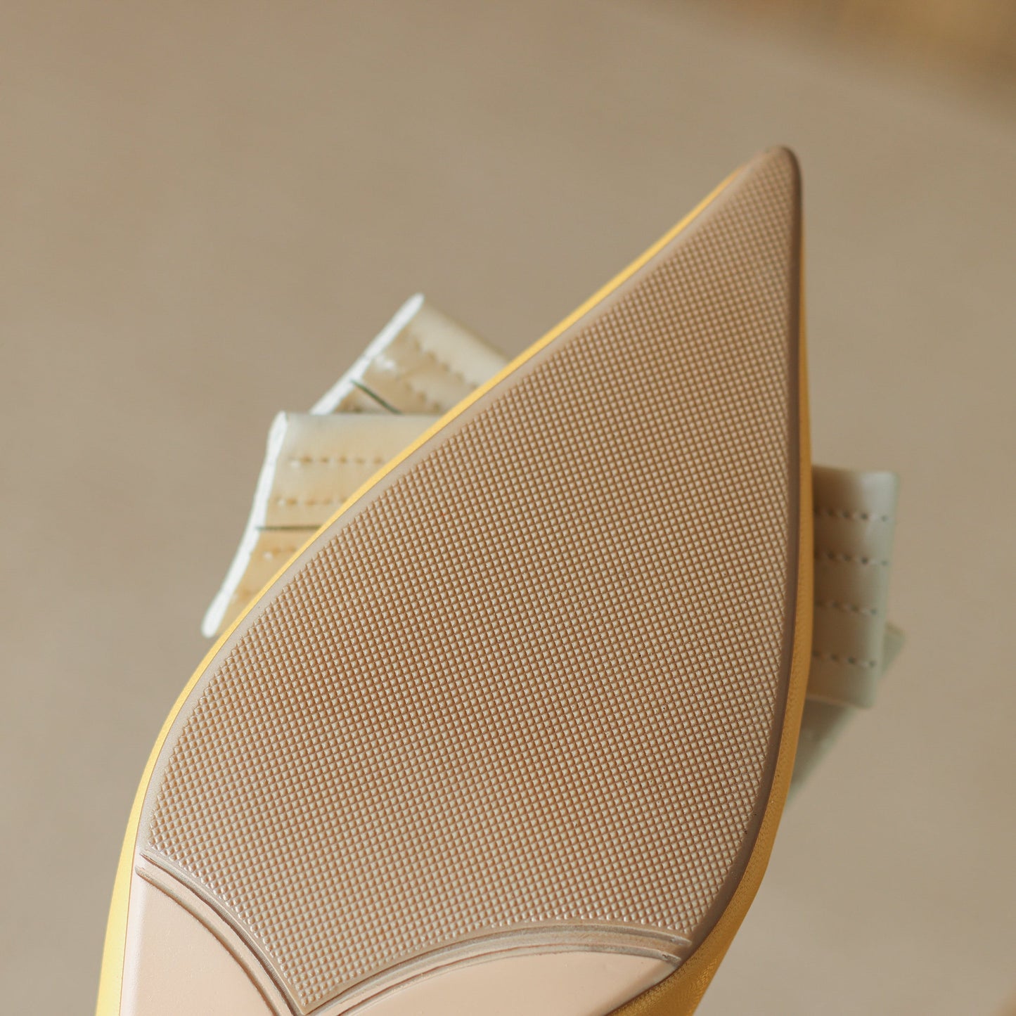 Nine Seven Women's Genuine Leather Pointed Toe Handmade Bowknot Slip On Low Heels Cute Pumps