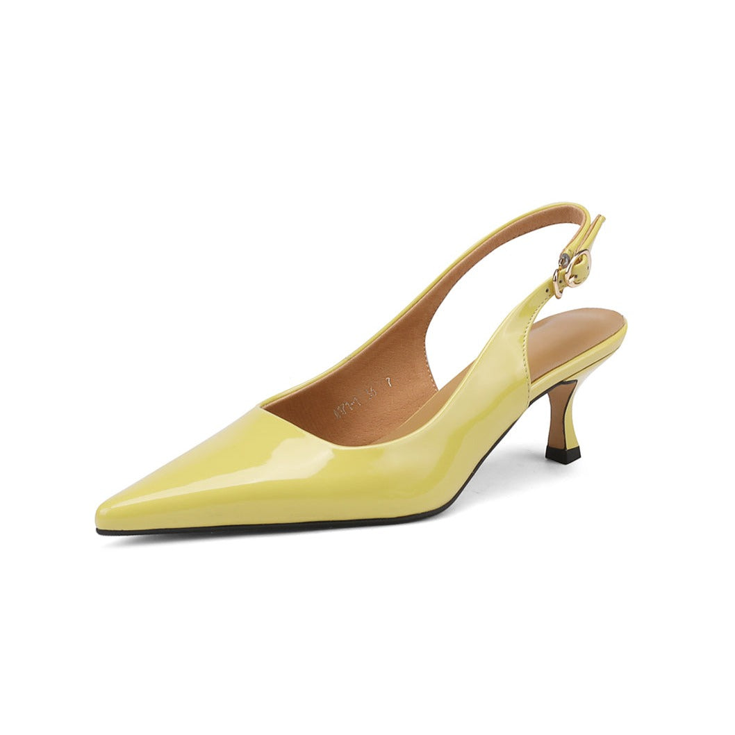 Nine Seven Women's Pointed Toe Patent Leather Handmade Buckle Stiletto Heels Chic Slingbacks