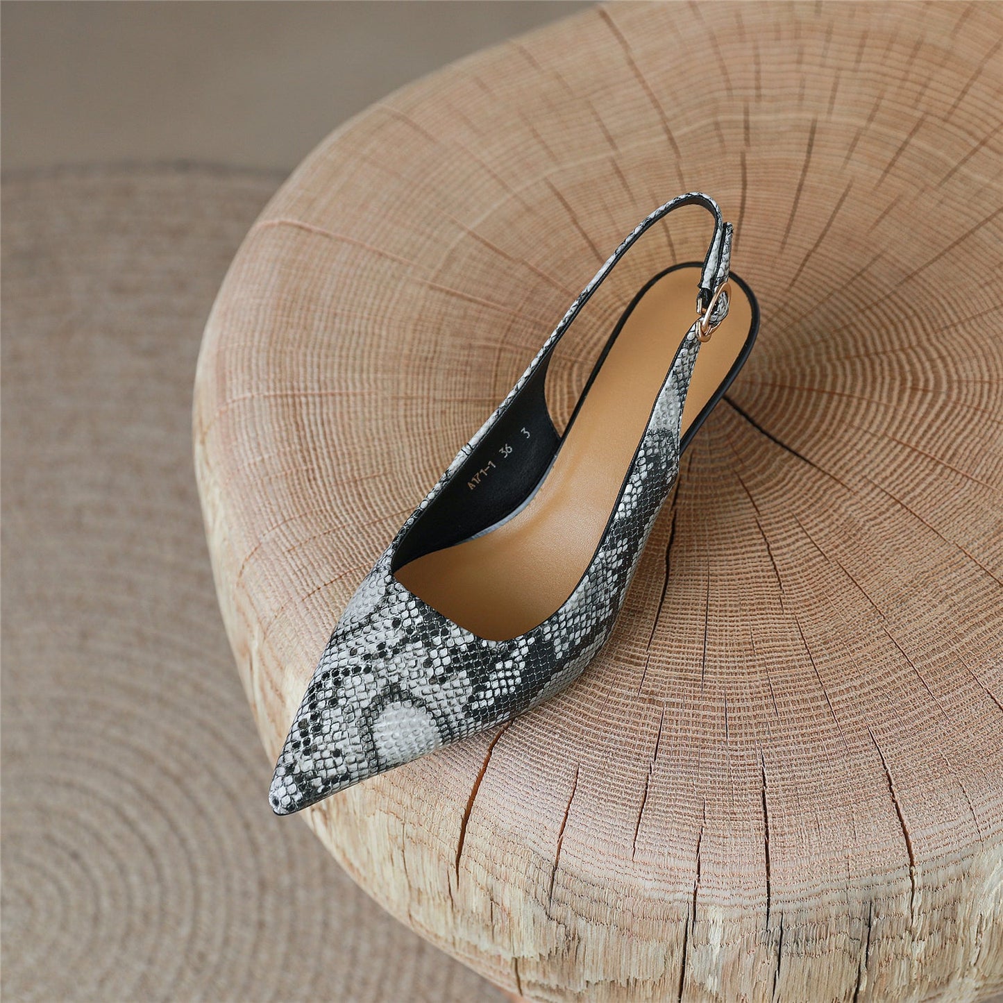 Nine Seven Women's Pointed Toe Patent Leather Handmade Buckle Stiletto Heels Chic Slingbacks