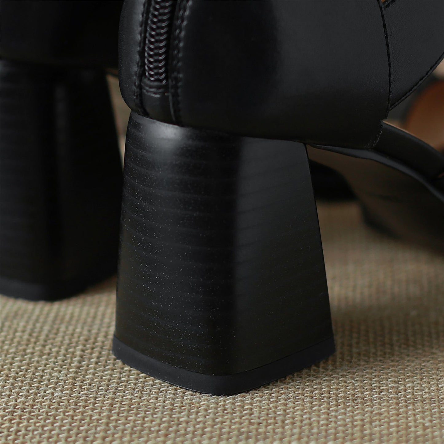 Nine Seven Women's Open Toe Handmade Genuine Leather Mid Chunky Heels Back Zip Vintage Sandals Summer Ankle Boots