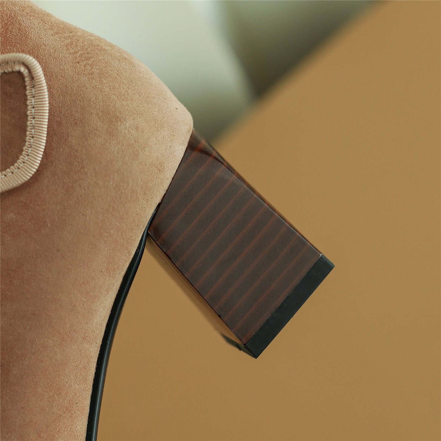 Nine Seven Handmade Women's Suede Leather Buckle Side Zipper Pointed Toe Mid Chunky Heel Ankle Boots