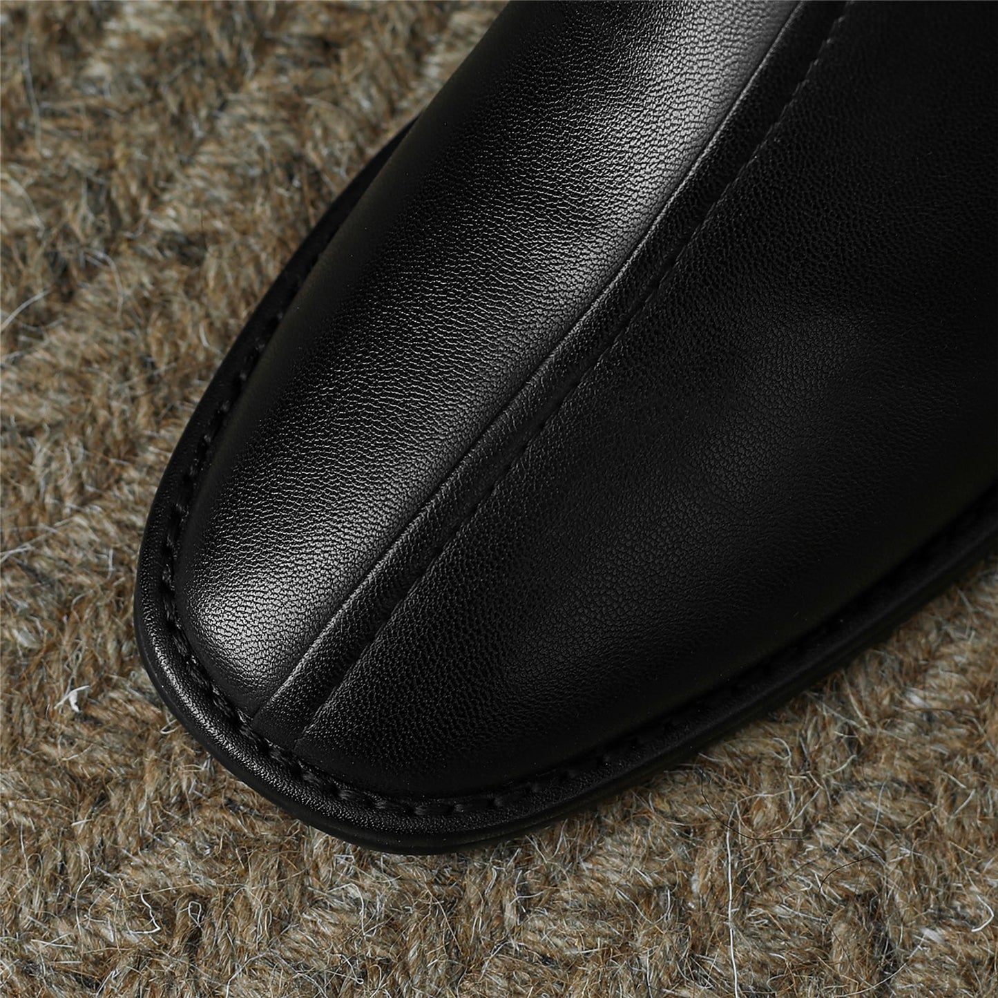 NIne Seven Women's Round Toe Genuine Leather Handmade Zipper Mid Chunky Heels Casual Mid-Calf Boots