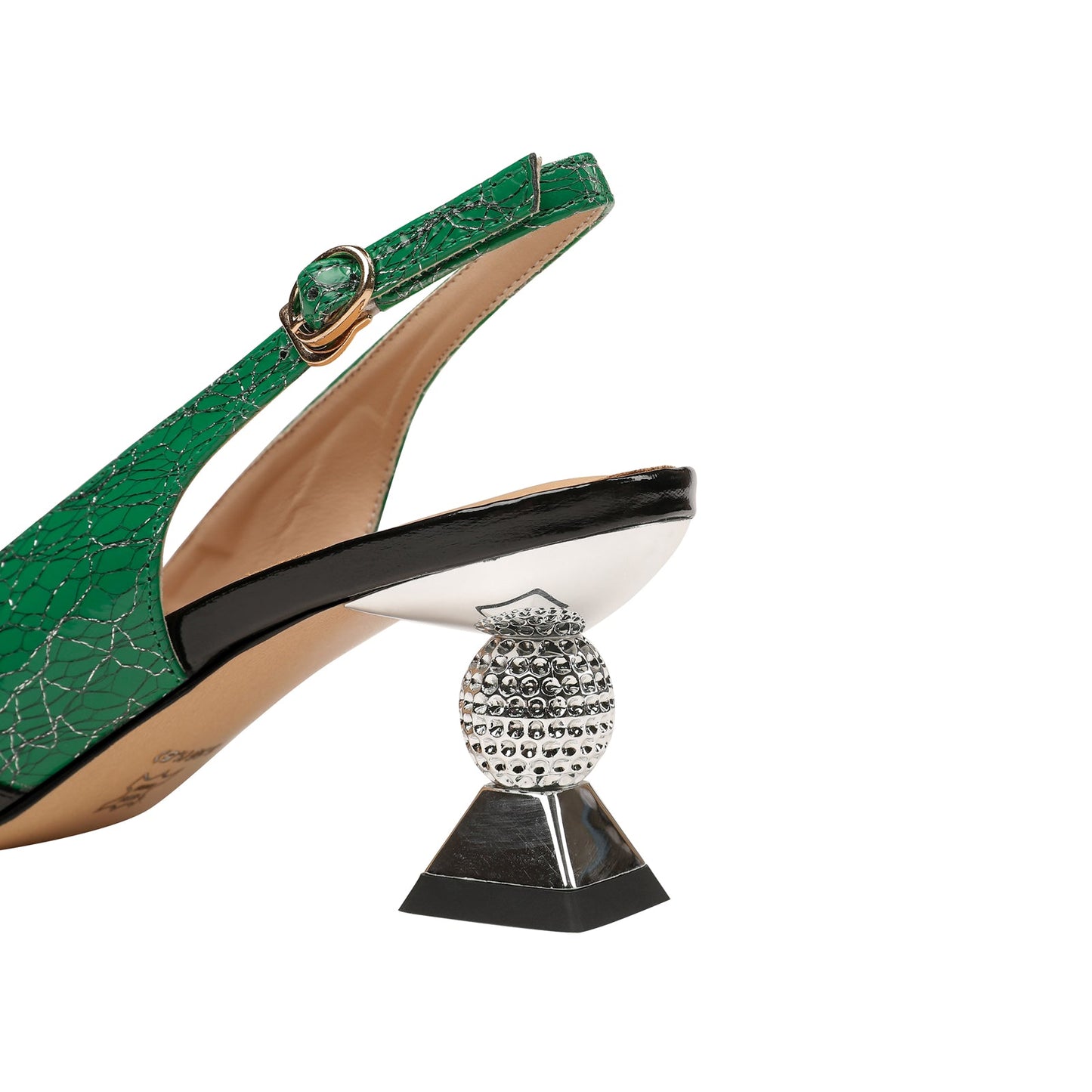 Nine Seven Genuine Leather Women's Handmade Exquisite Heel Pointed Toe Slingback Sandal Pumps with Bowtie