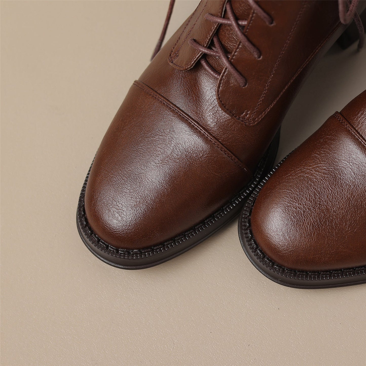 Nine Seven Handmade Women's Genuine Leather Back Zipper Round Toe Low Chunky Heel Selftie Ankle Boots