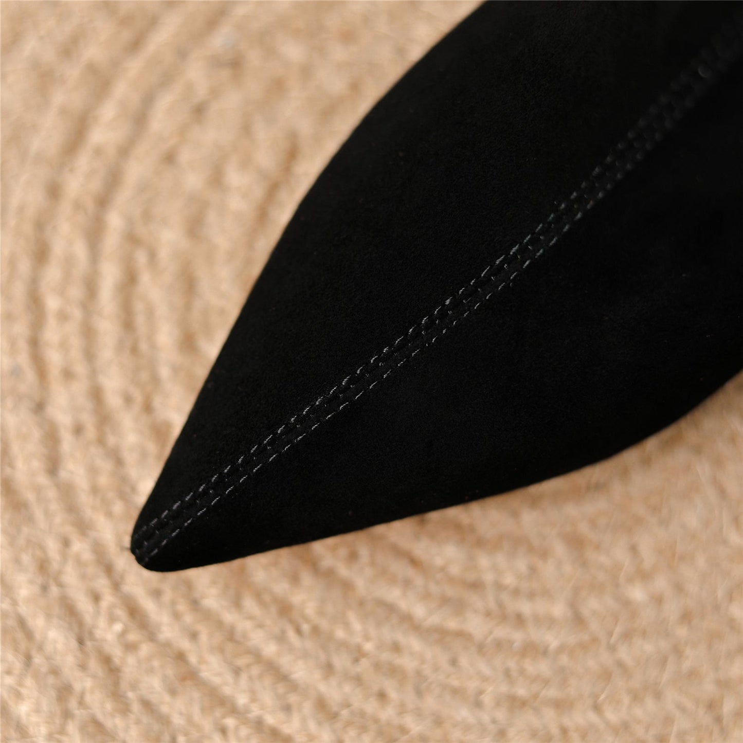 Nine Seven Handmade Women's Suede Leather Slip On Pointed Toe High Kittened Heel Back Zipper Ankle Boots