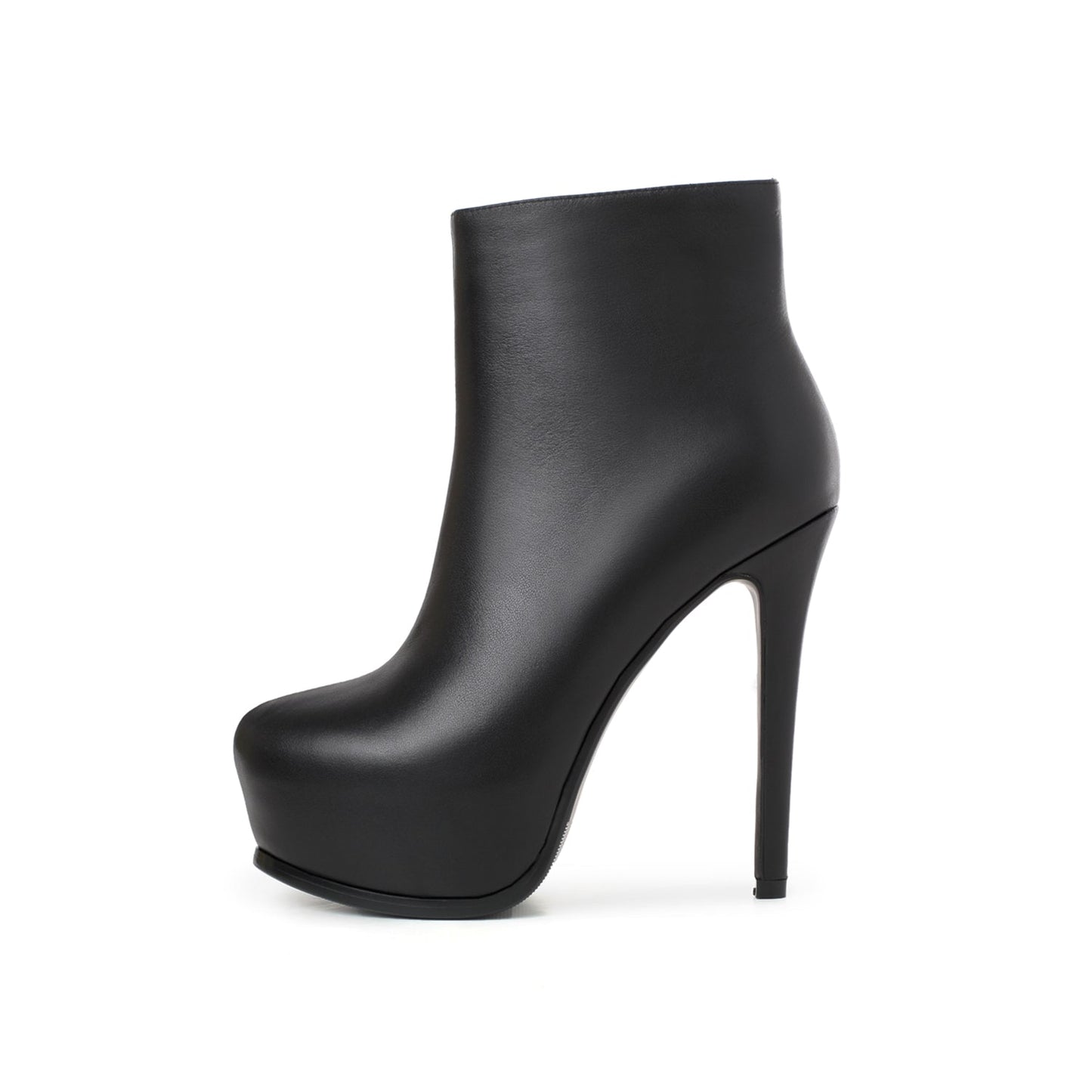 Nine Seven Women's Genuine Leather Clear Pointed Toe Handmade Side Zip Up Sexy High Stiletto Heel Ankle Booties with Platform