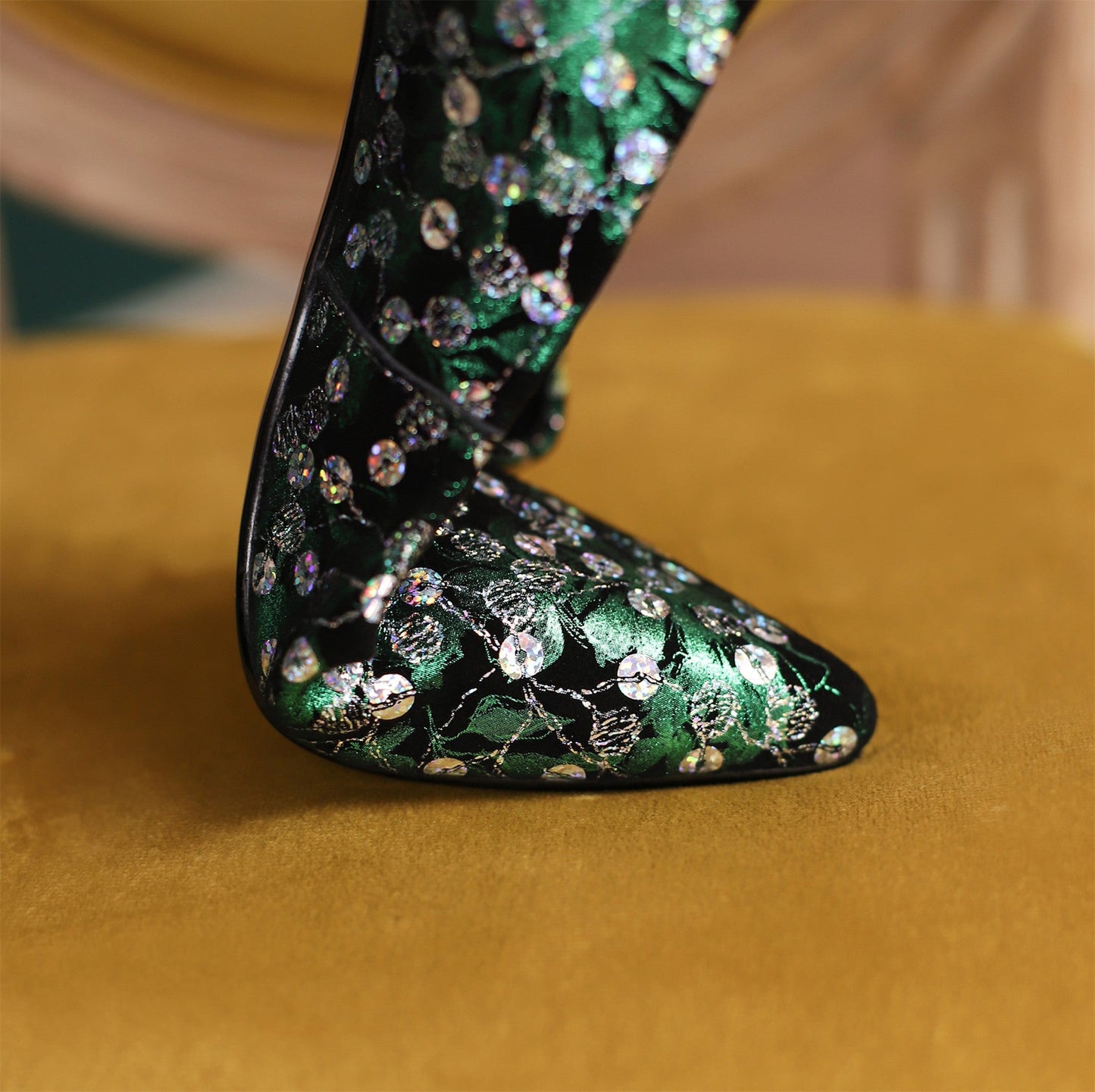 Nine Seven Women's Pointed Toe Genuine Leather Handmade Low Heel Slip On Unique Pump Shoes