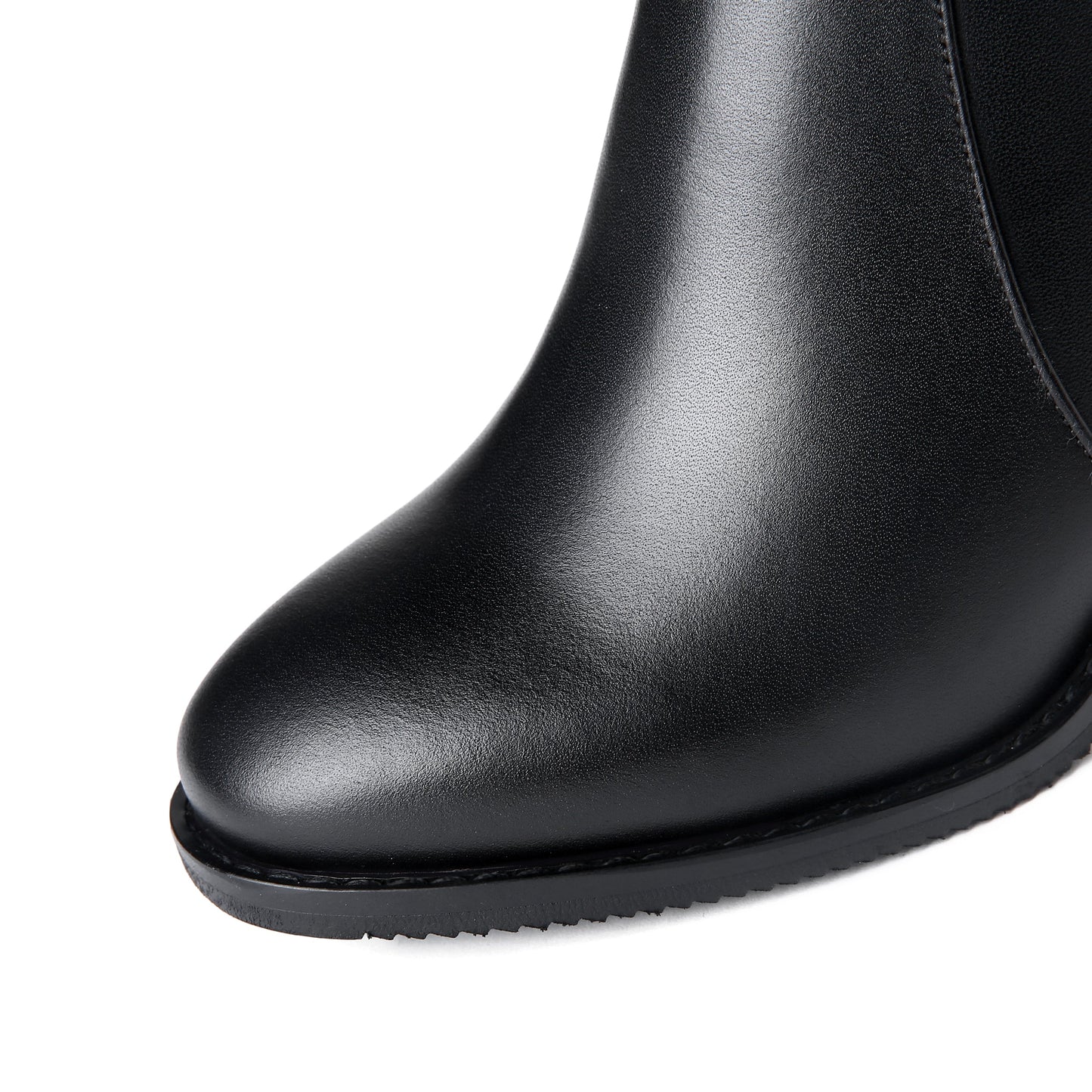 Nine Seven Genuine Leather Round Toe Chunky High Heel Comfortable Knee High Boots