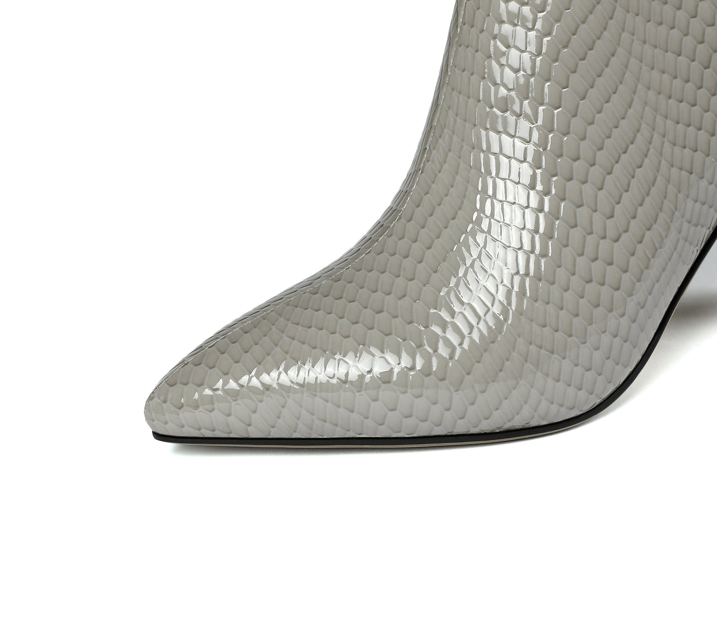 Nine Seven Women's Patent Leather Handmade Side Zip Pointed Toe High Chunky Heel Dress Ankle Boots