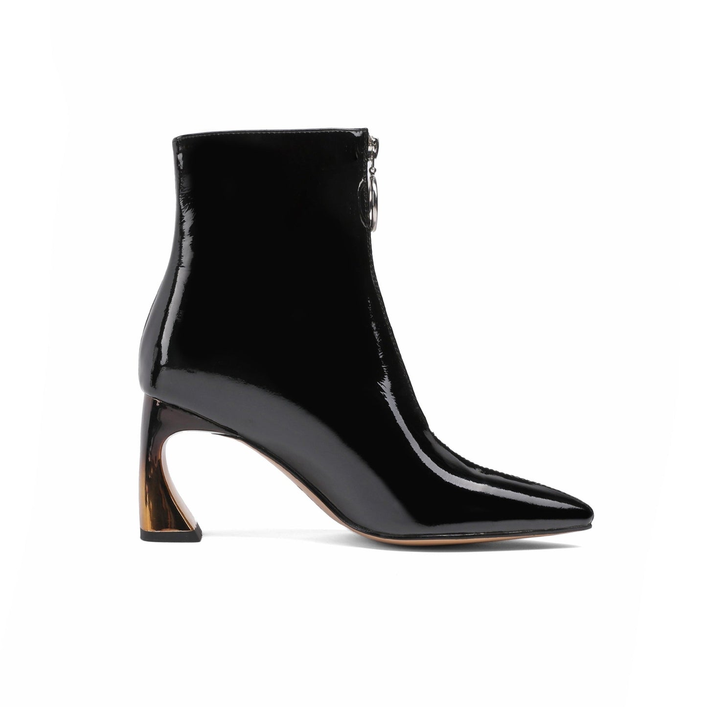 Nine Seven Women's Genuine Leather Pointed Toe Handmade Front Zip Strange Mid Heel Stylish Bootie