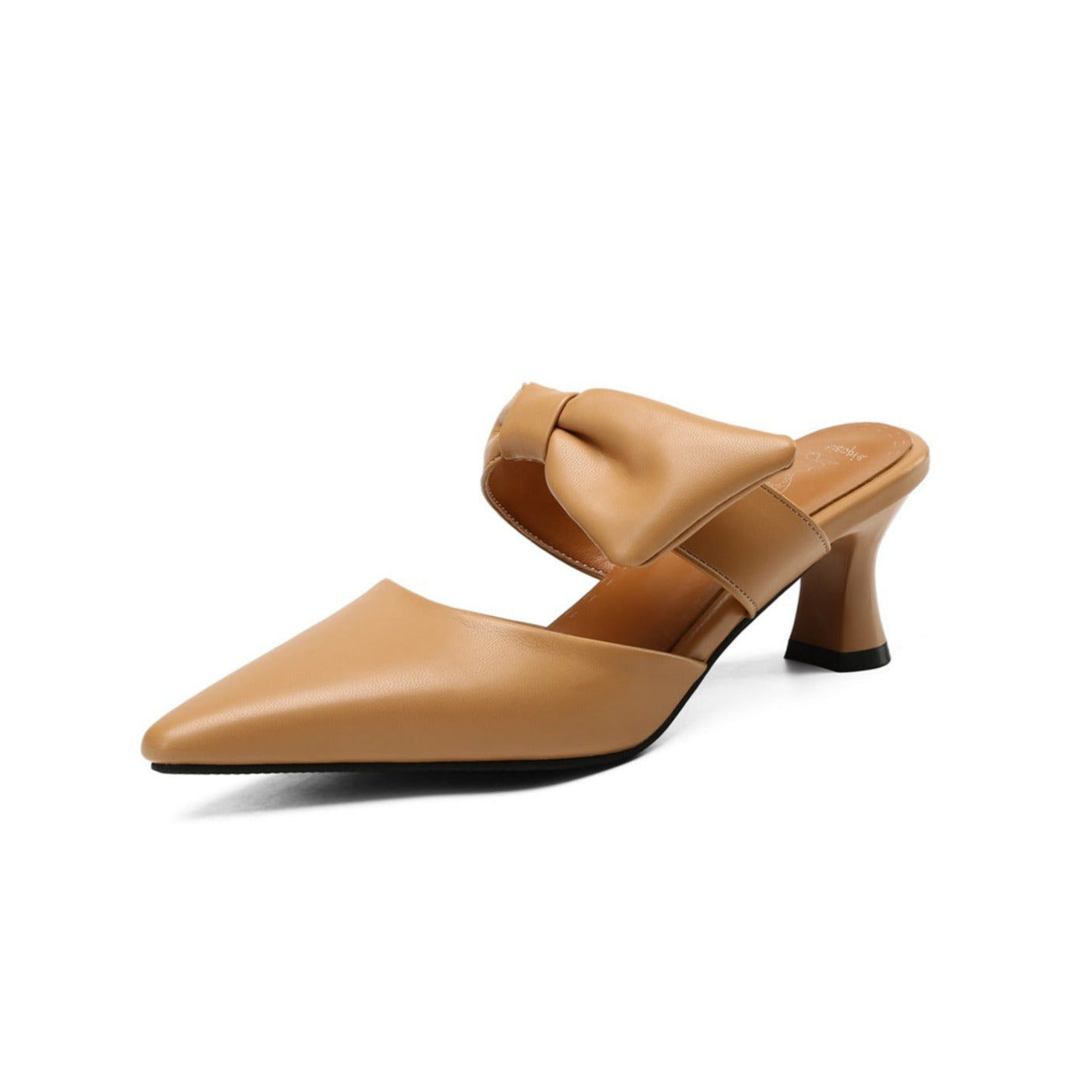 Nine Seven Women's Handmade Bowknot Slip On Pointed Toe Mid Heel Weeding Sandal Shoes