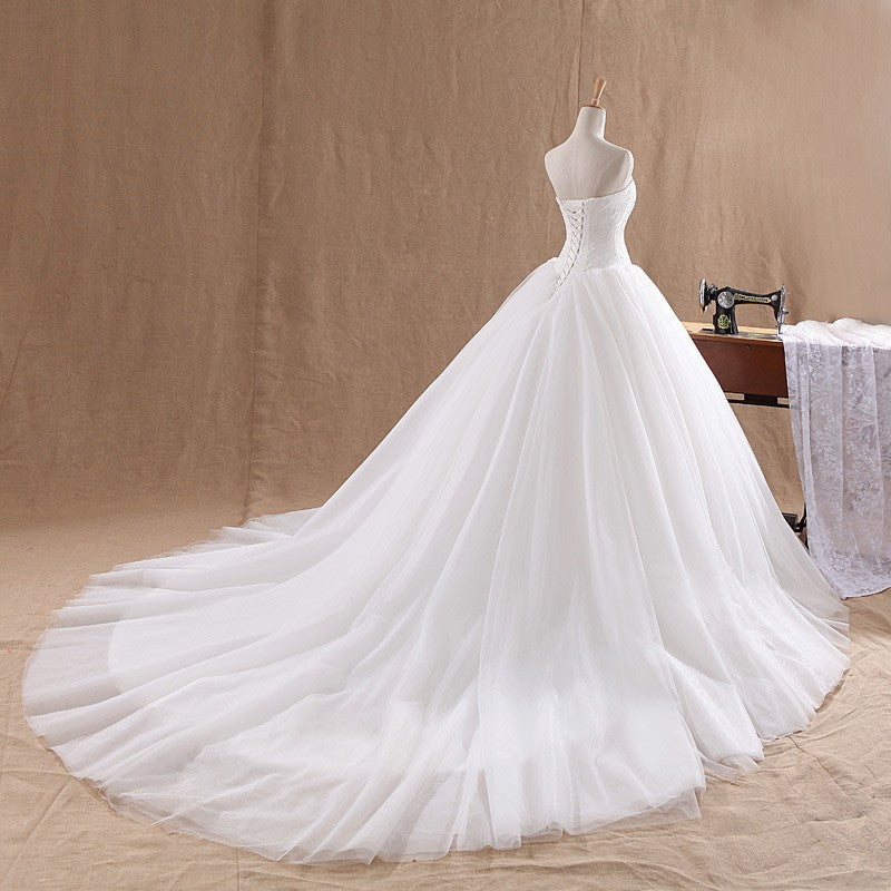 Nine Seven Appliques Sleeveless Lace Up A-Line Wedding Dress
