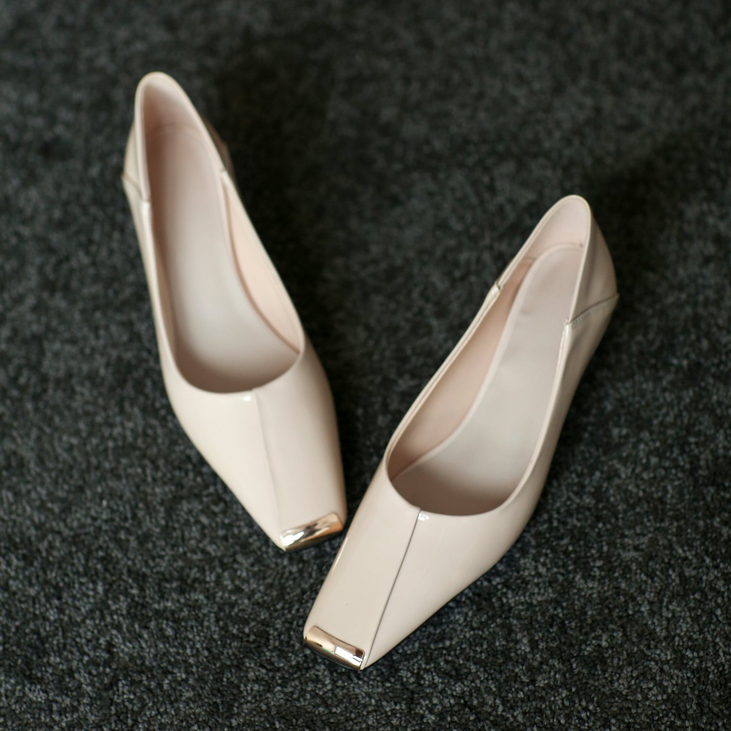 Nine Seven Women's Patent Leather Handmade Low Heel Mental Square Toe Slip On Vintage Loafer Pumps