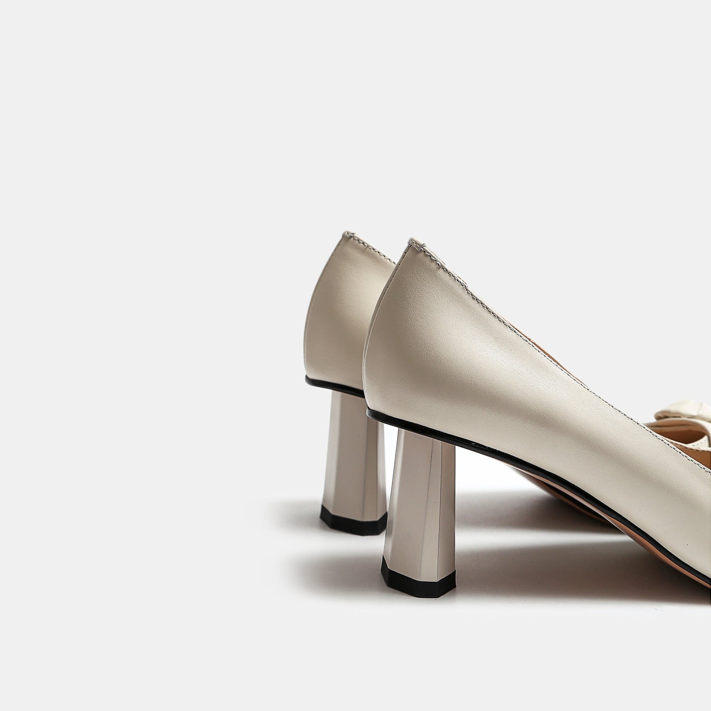 Nine Seven Women's Handmade Genuine Leather Square Toe Mid Chunky Heel Slip On Elegant Pump Shoes with Floral Pattern