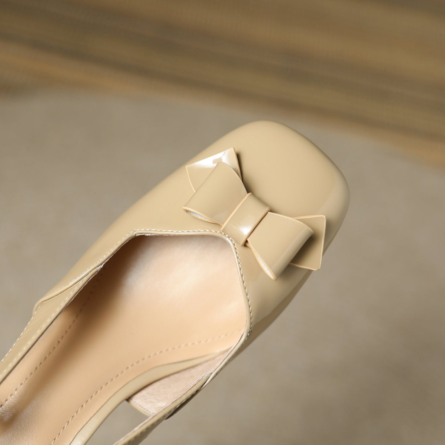 Nine Seven Women's Glossy Patent Leather Handmade Block Heel Cute Bowtie Classic Slingback Pumps