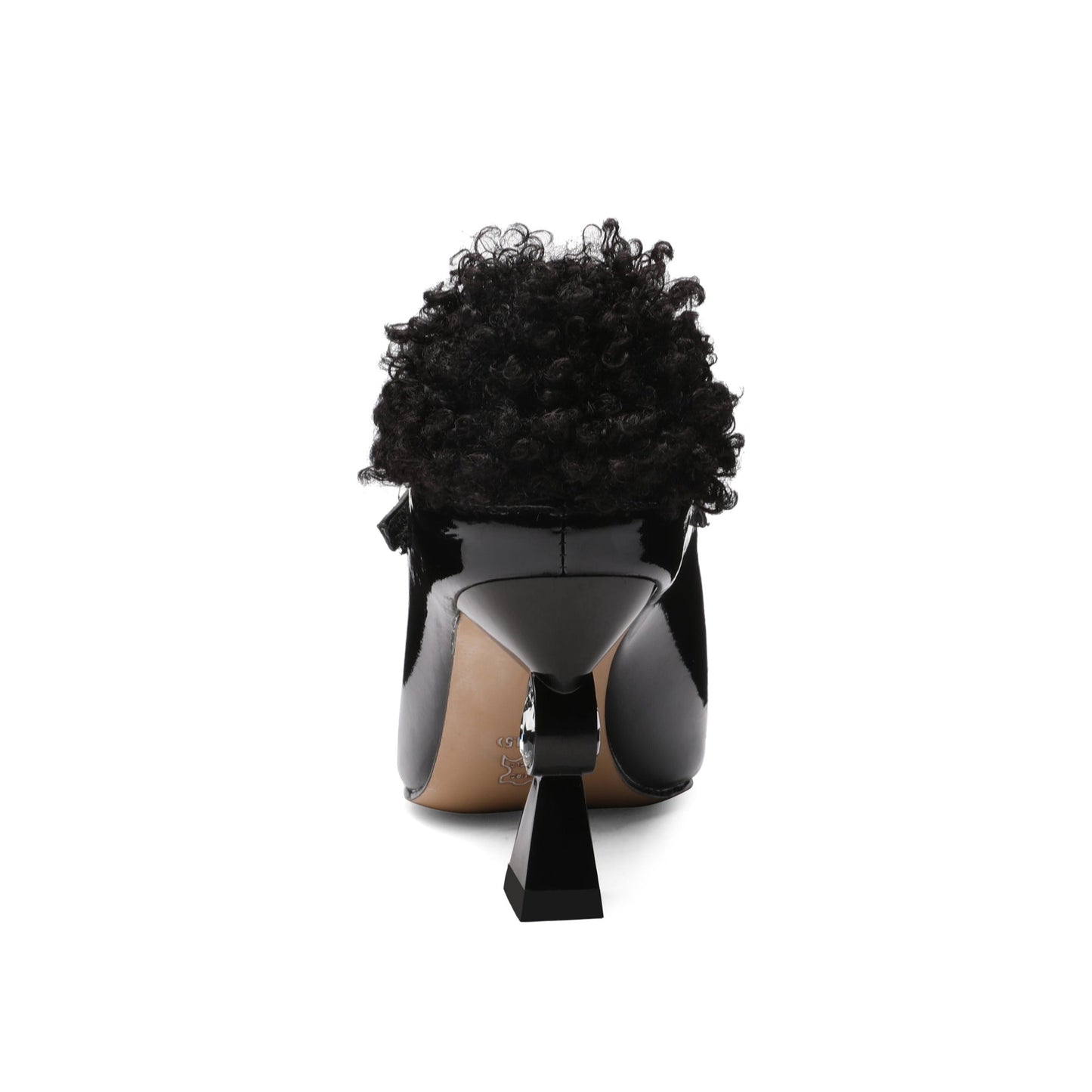 Nine Seven Women's Genuine/Patent Leather Handmade Exquisite High Heel Pointed Toe Graceful Slip On V-Shaped Pump Shoes with Buckle