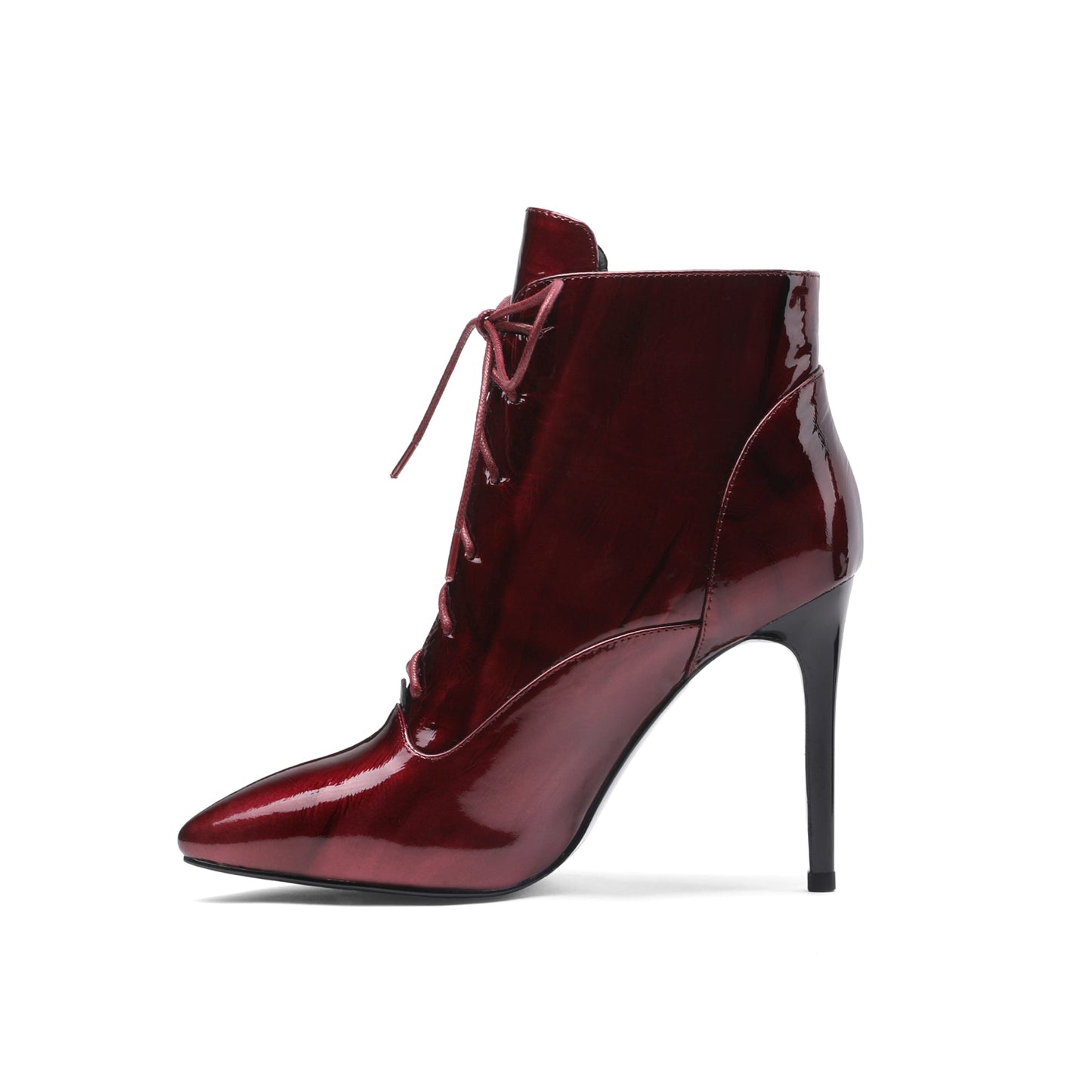 Nine Seven Women's Patent Leather Pointed Toe Handmade Hidden Platform Selftie Stieltto High Heels Chic Ankle Boots