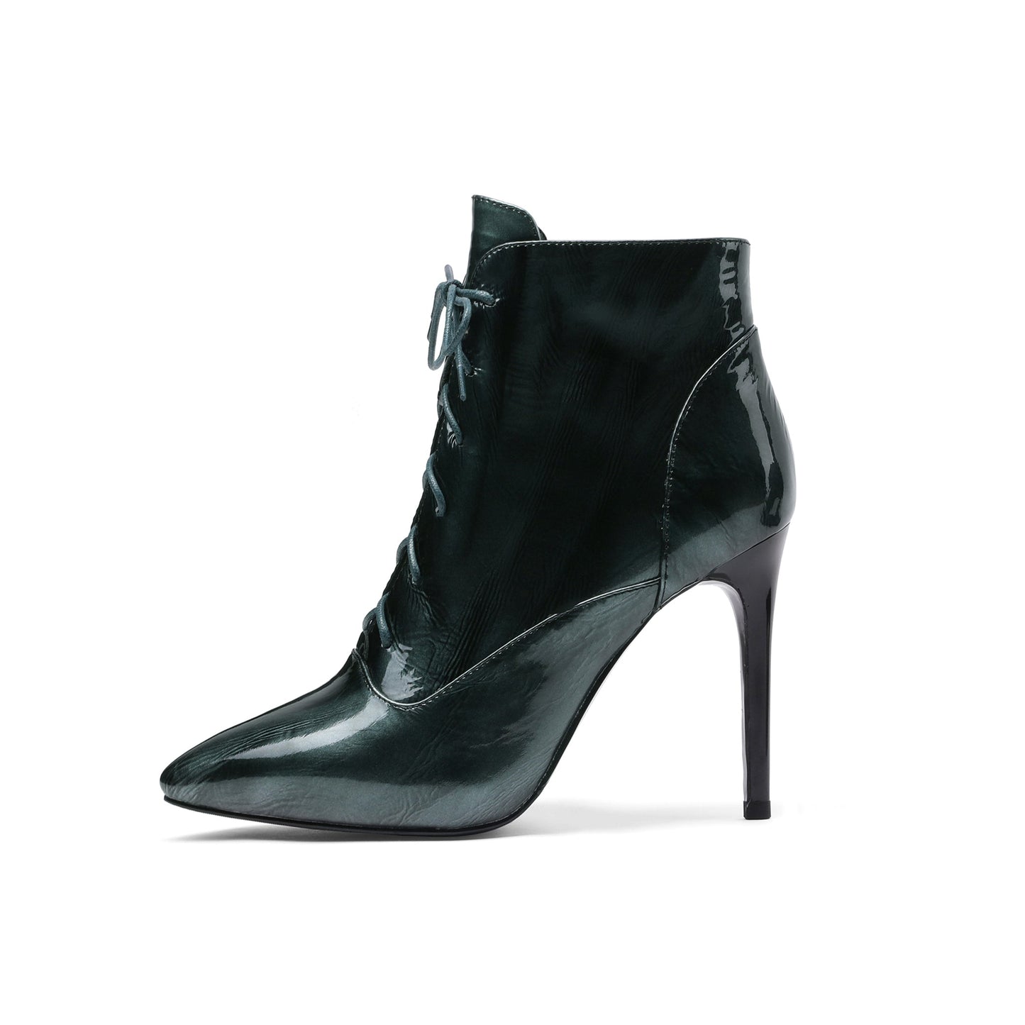 Nine Seven Women's Patent Leather Pointed Toe Handmade Hidden Platform Selftie Stieltto High Heels Chic Ankle Boots