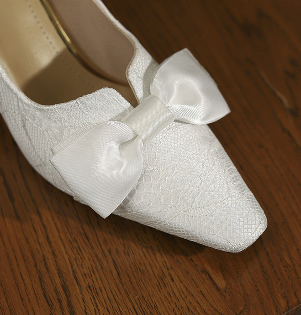 Nine Seven Handmade Women's Satin Bowknot Slip On Stiletto Heel Bridal Weeding Pumps Shoes