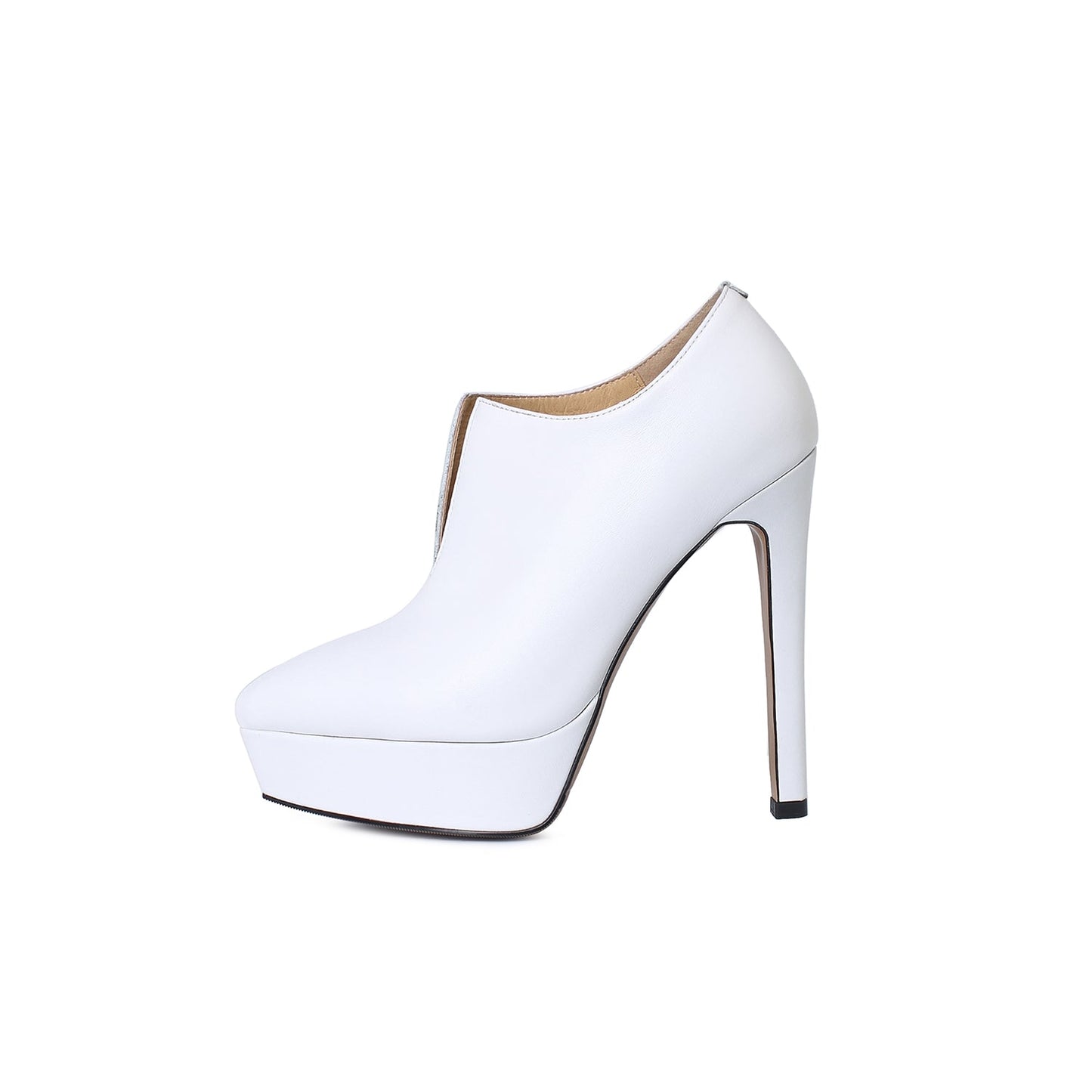 Nine Seven Women's Genuine Leather Handmade V-Shaped Pointy Toe Sexy Stiletto Heel Pumps with Platform