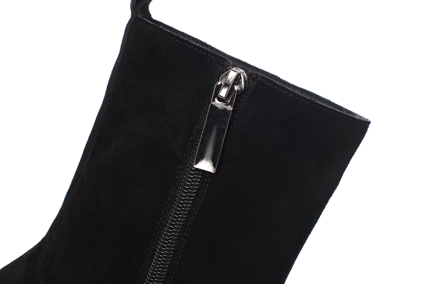 Nine Seven Women's Handmade Genuine/Suede Leather Round Toe Supper High Chunky Heel Side Zip Up Stylish Black Calf High Boots with Platform