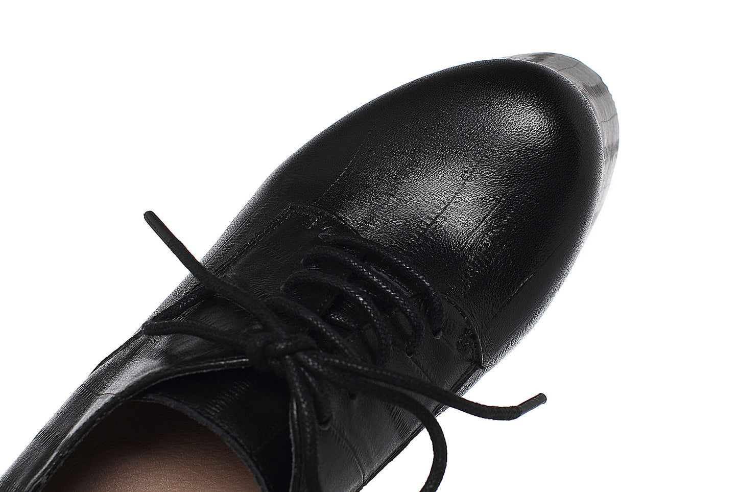 Nine Seven Women's Leather Handmade Pointed Toe Supper High Chunky Heel Lace Up Pump Shoes