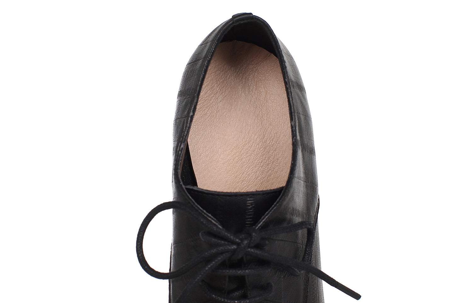 Nine Seven Women's Leather Handmade Pointed Toe Supper High Chunky Heel Lace Up Pump Shoes