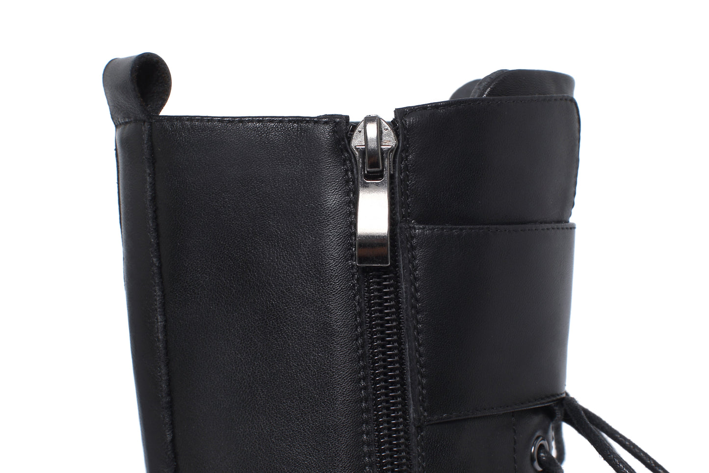 Nine SevenWomen's Genuine Leather Handmade Comfortable Stiletto High Heel Pointed Toe Zip Up Mid-Calf Boots with Buckle and Band