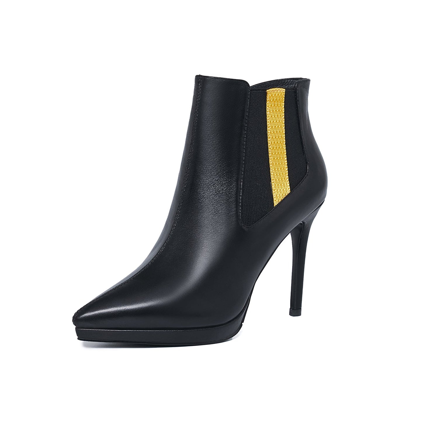 Nine Seven Women's Genuine Leather Handmade Stiletto high Heel Side Zipper Pointed Toe Platform Ankle Boots